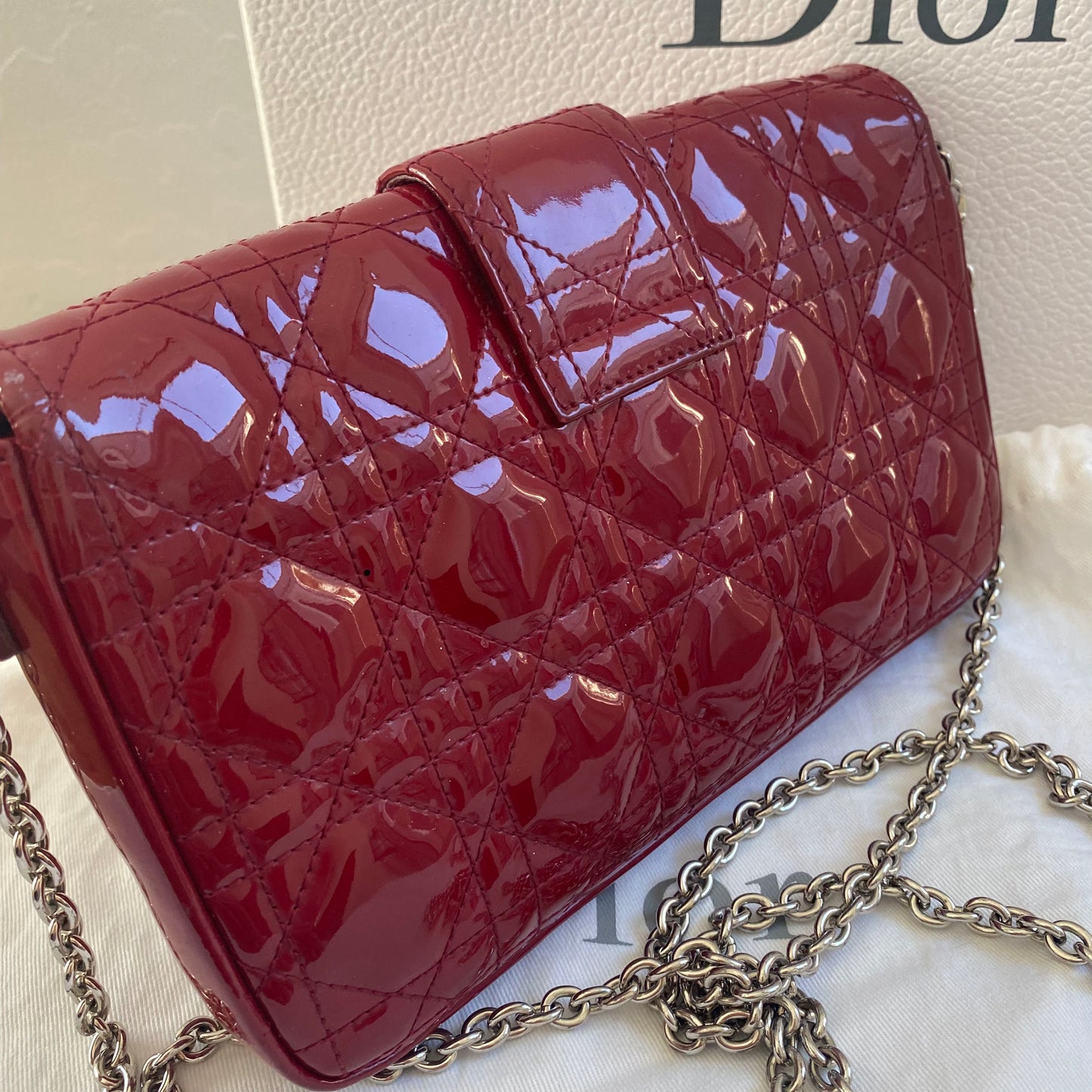 Dior Patent Leather Cannage Miss Dior Wallet on Chain Crossbody
