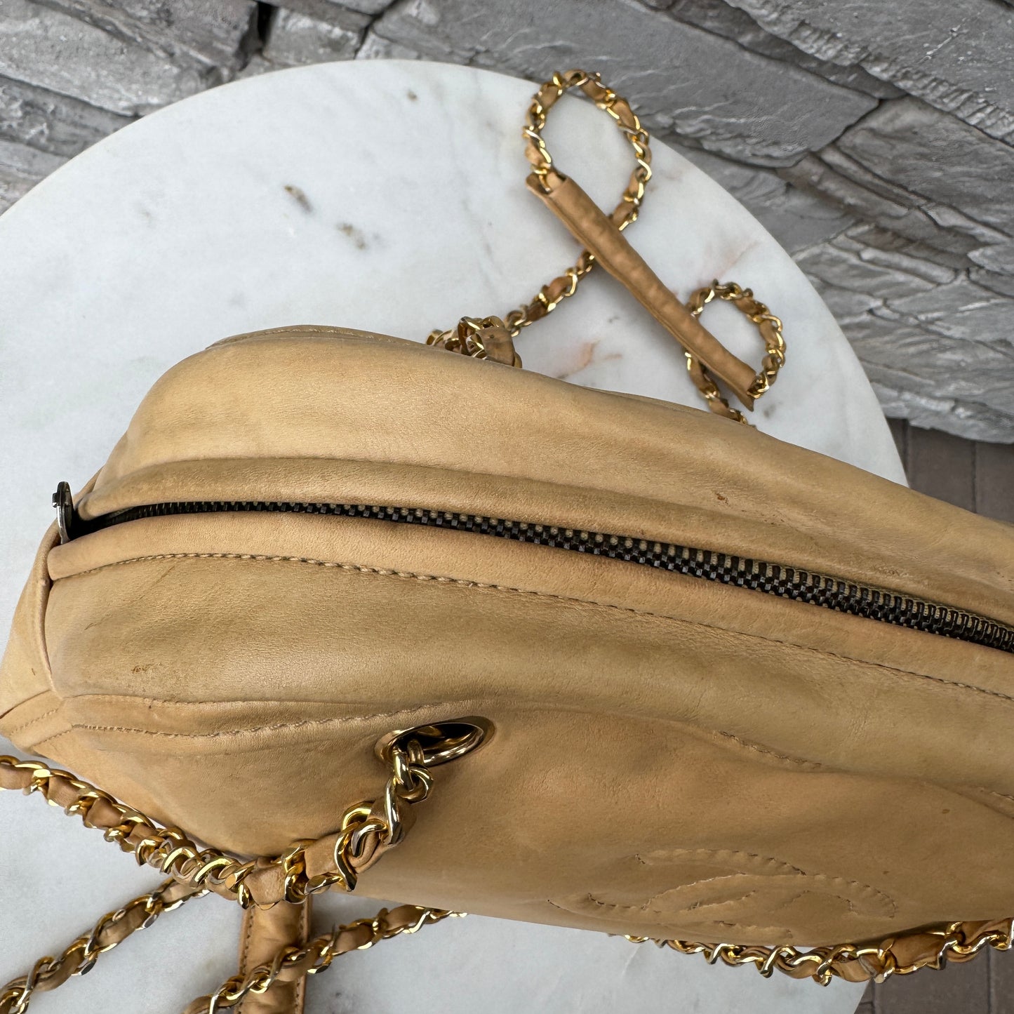 Chanel Vintage CC Chain Leather Shoulder Bag
