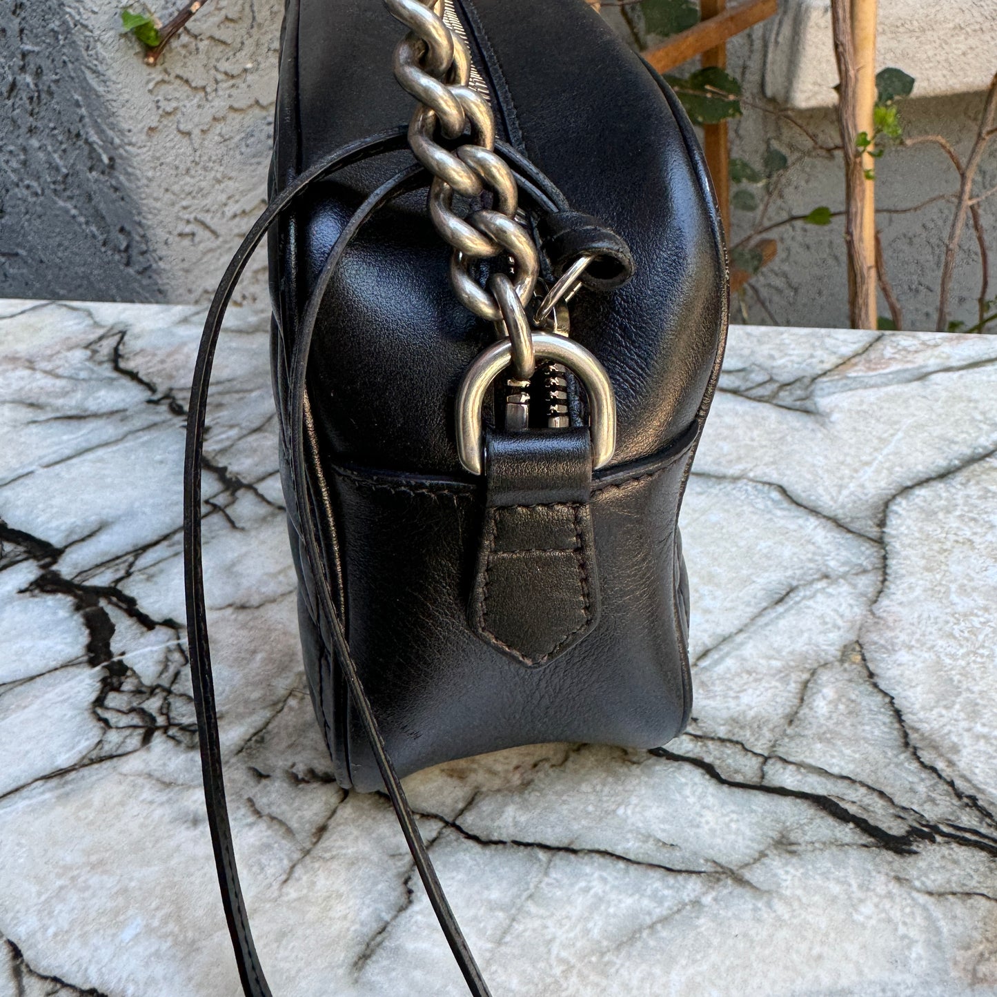 Gucci Calfskin Matelasse Aria Small GG Marmont Chain Shoulder Bag
