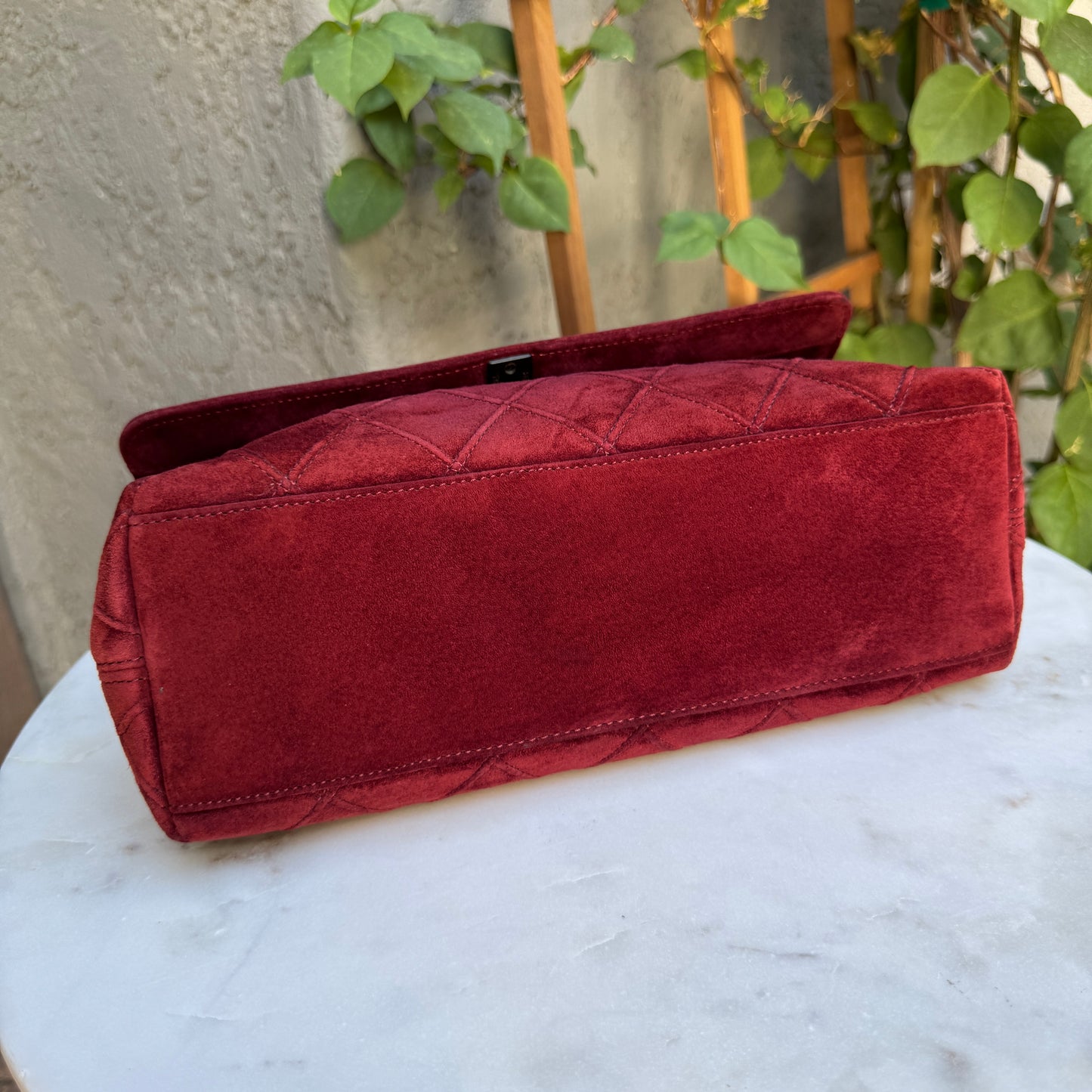 Chanel Suede Diamond Quilted Single Flap Vintage Shoulder Bag