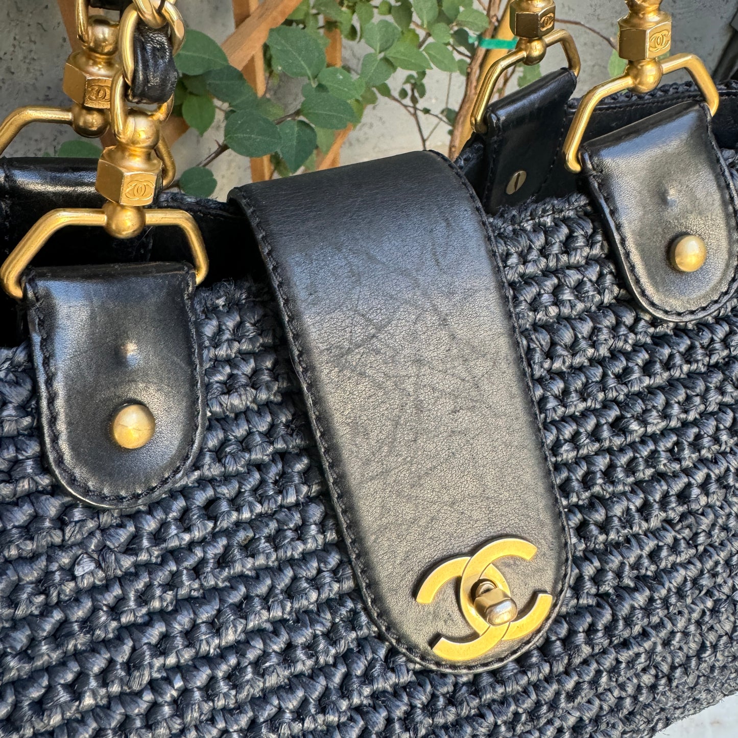 Chanel Raffia Chain Tote