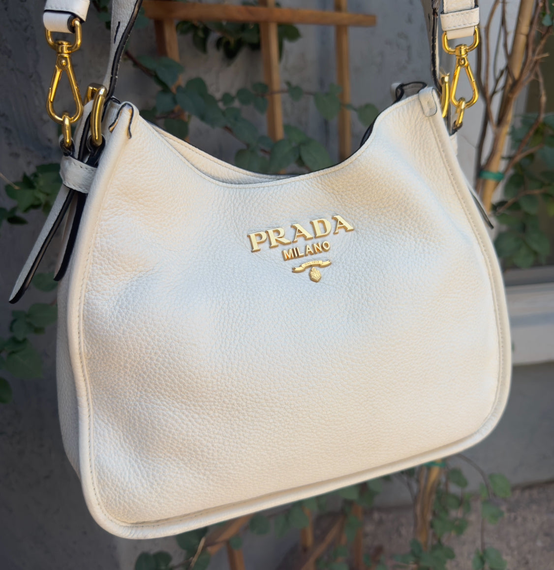 Prada Vitello Daino Phenix Nylon Web Stripe Crossbody