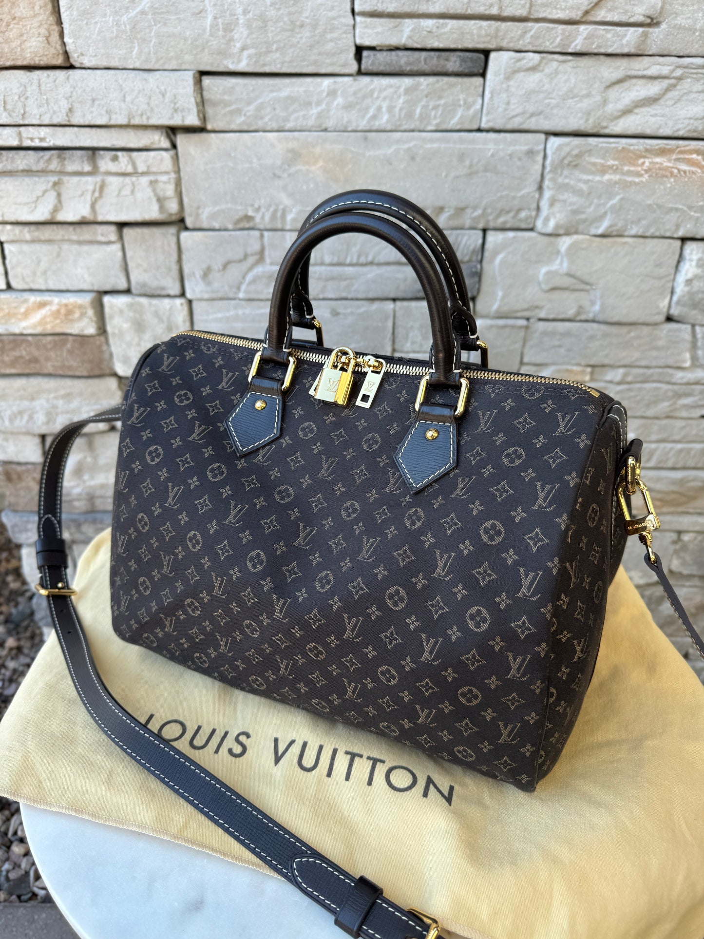 Louis Vuitton Monogram Mini Lin Speedy Bandouliere 30