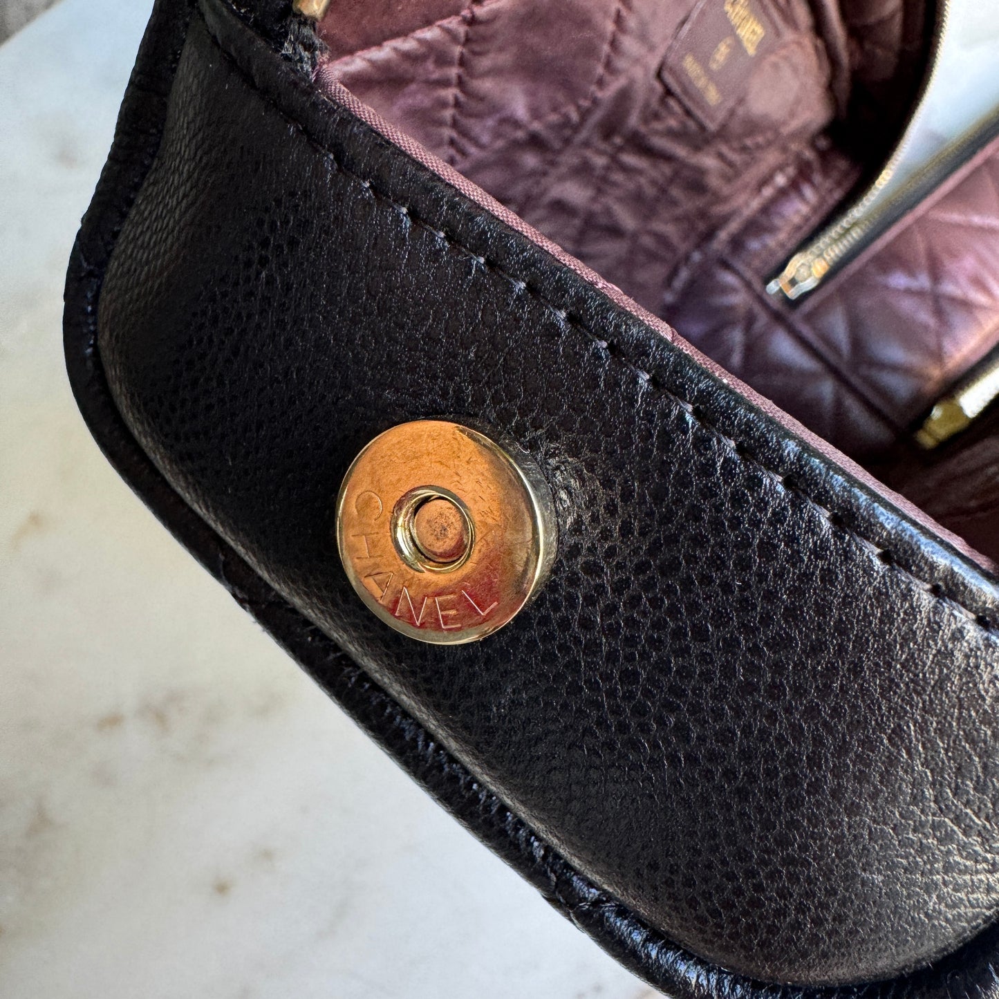 Chanel Double Zip Caviar Leather Cosmetic Bag