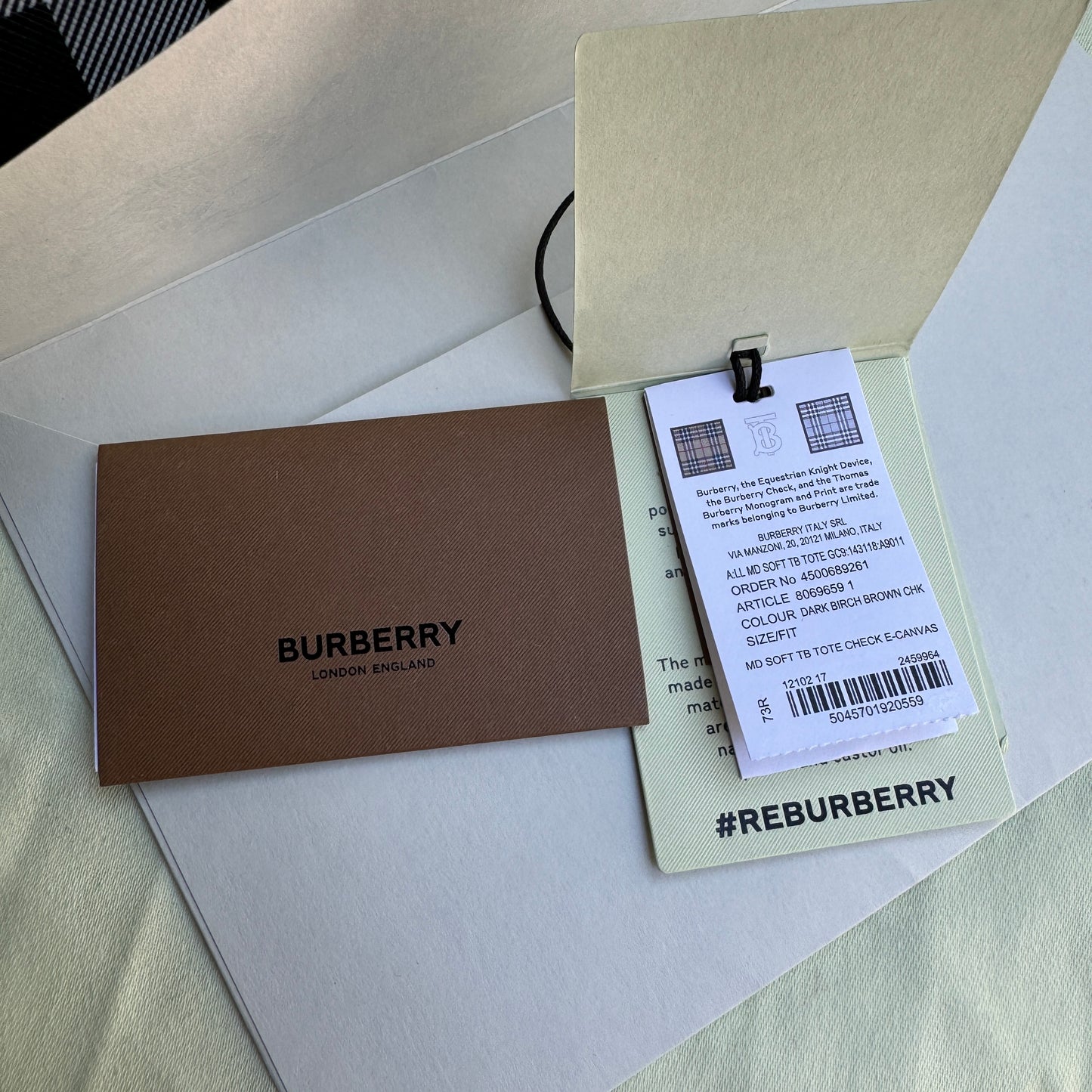 Burberry Dark Birch Brown Check and Leather Medium Tote