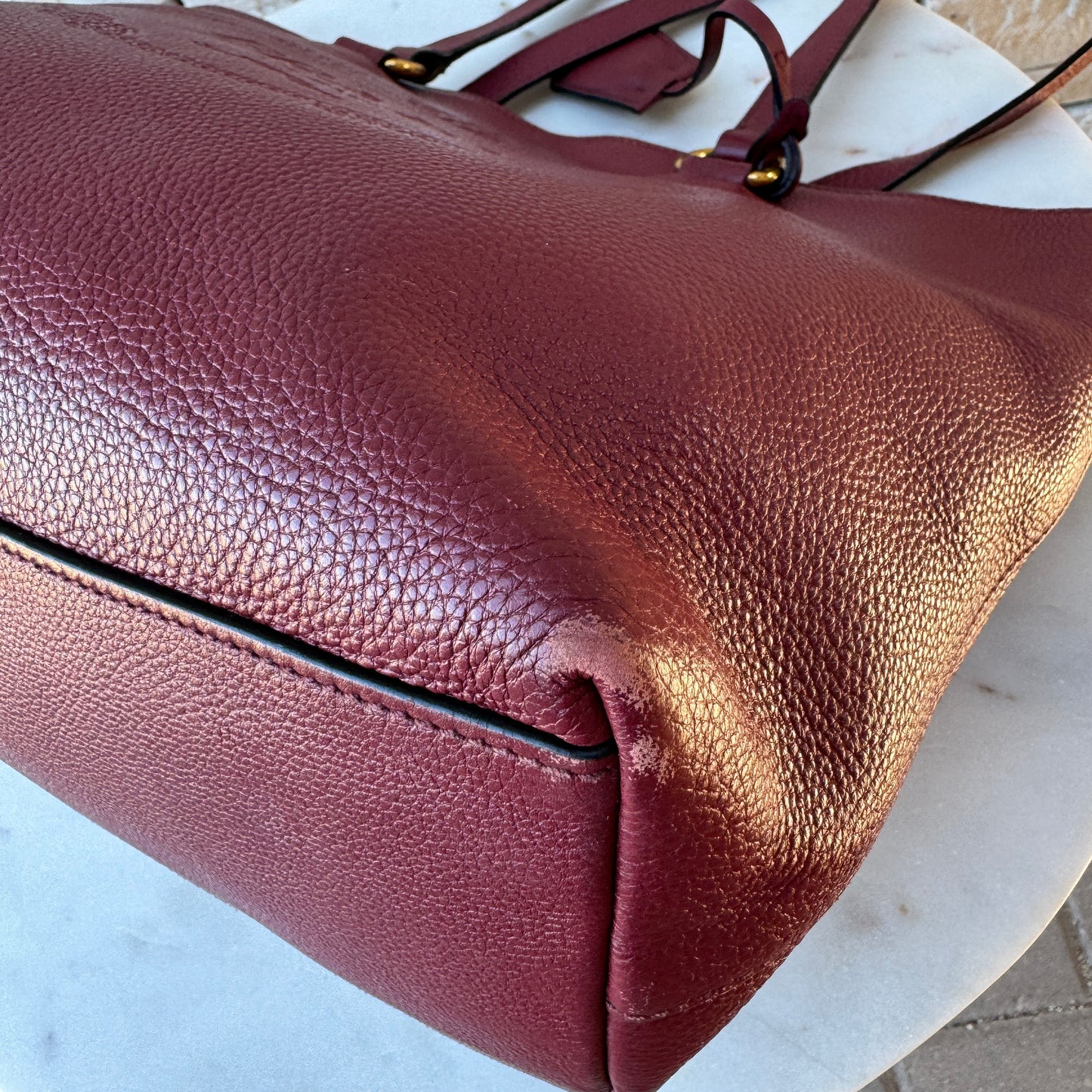 Prada Embossed Logo Leather Shoulder Bag