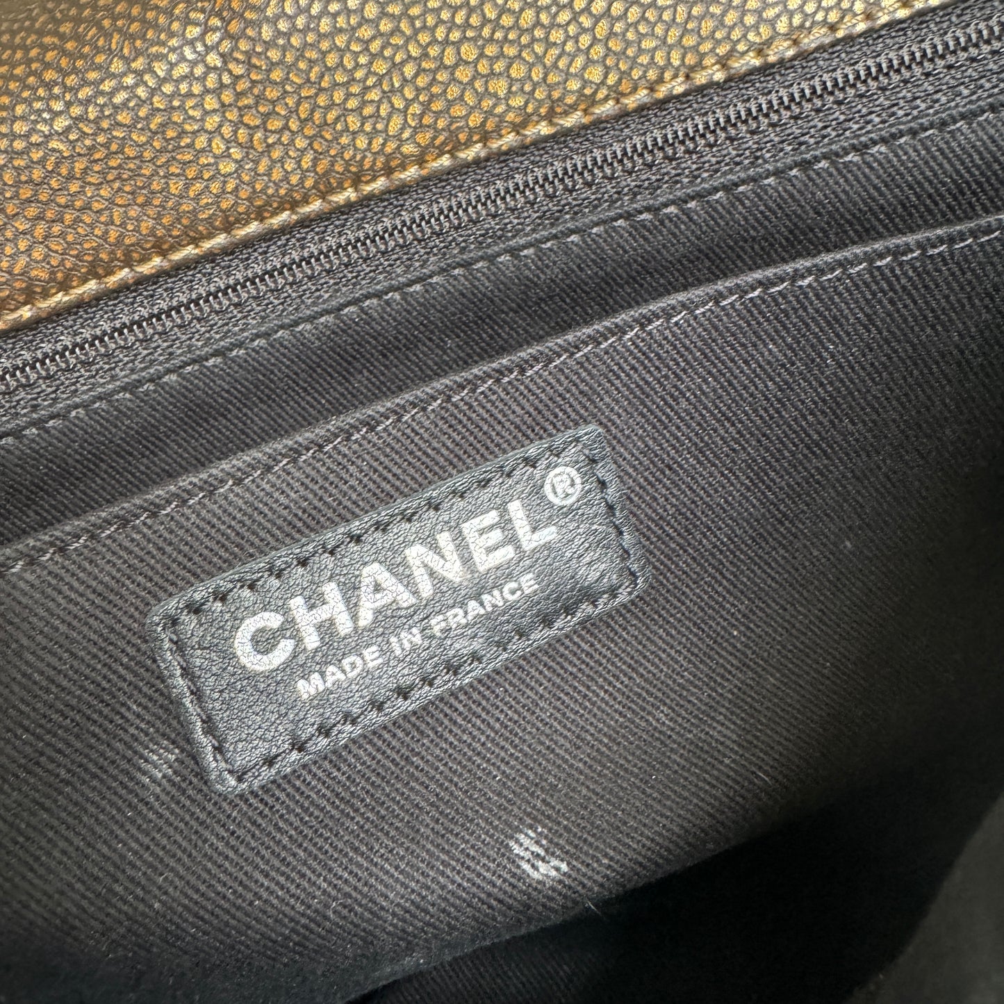 Chanel Classic Timeless Single Flap Metallic Caviar Shoulder Bag
