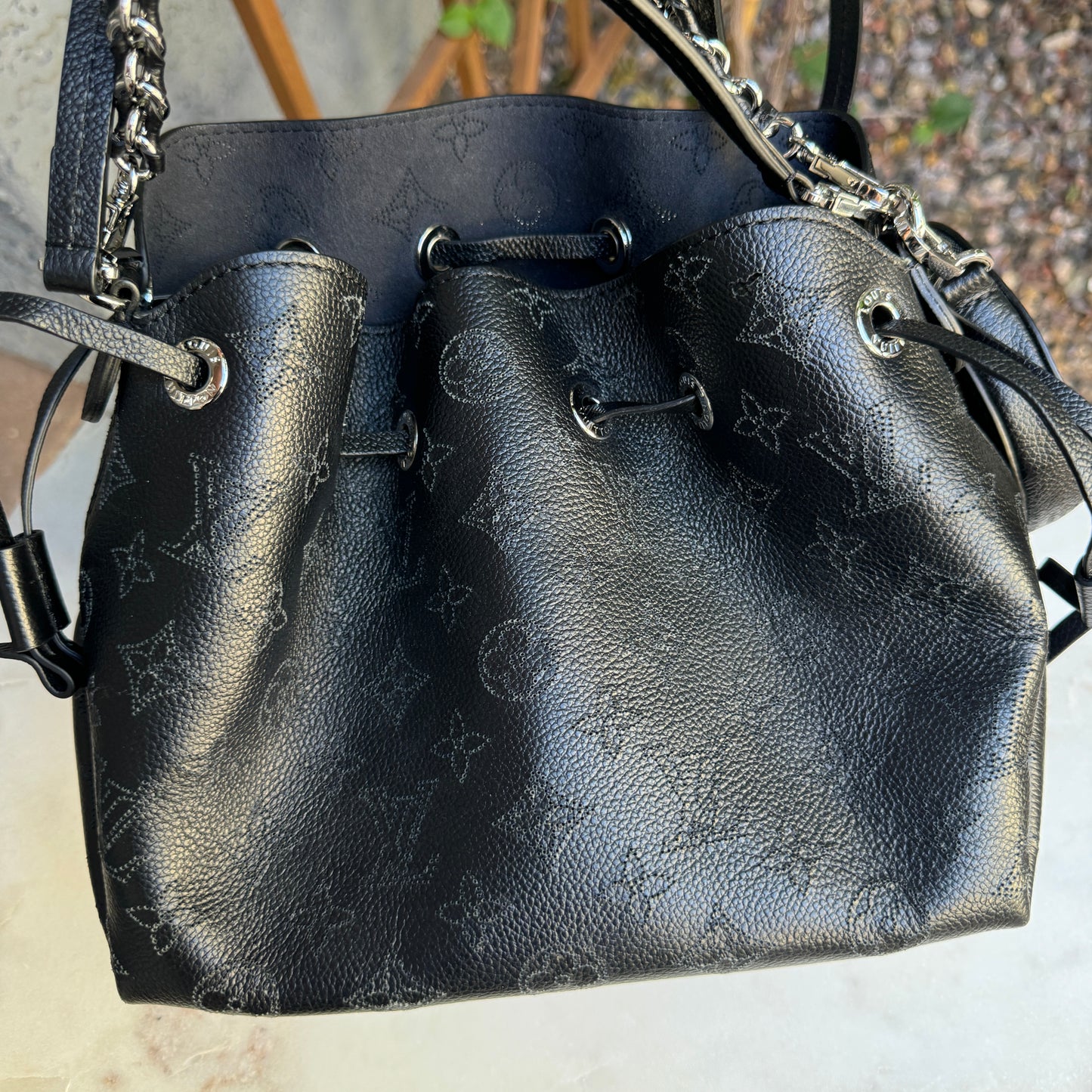 Louis Vuitton Bella Perforated Mahina Monogram Calf Leather Bucket Bag