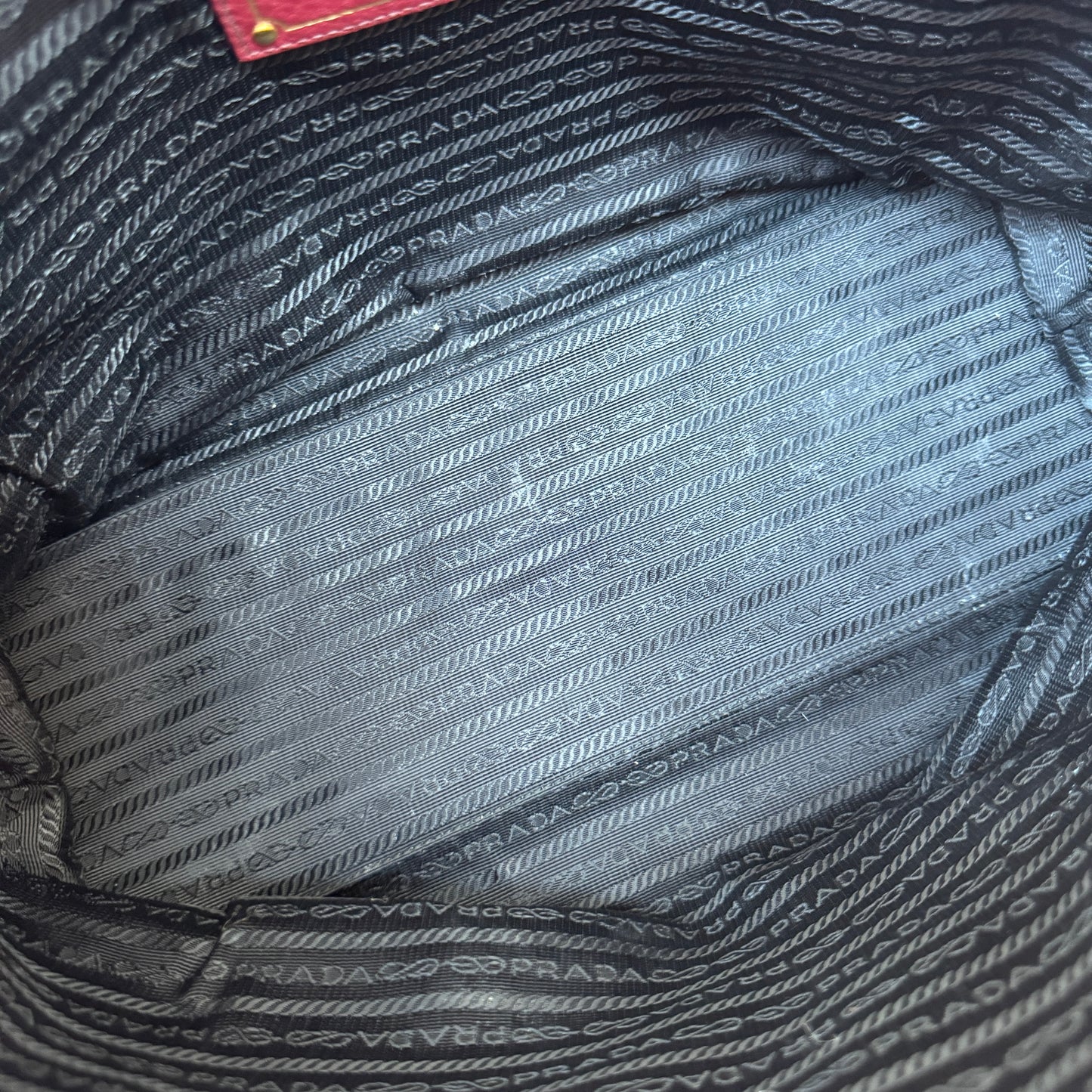 Prada Embossed Logo Leather Shoulder Bag
