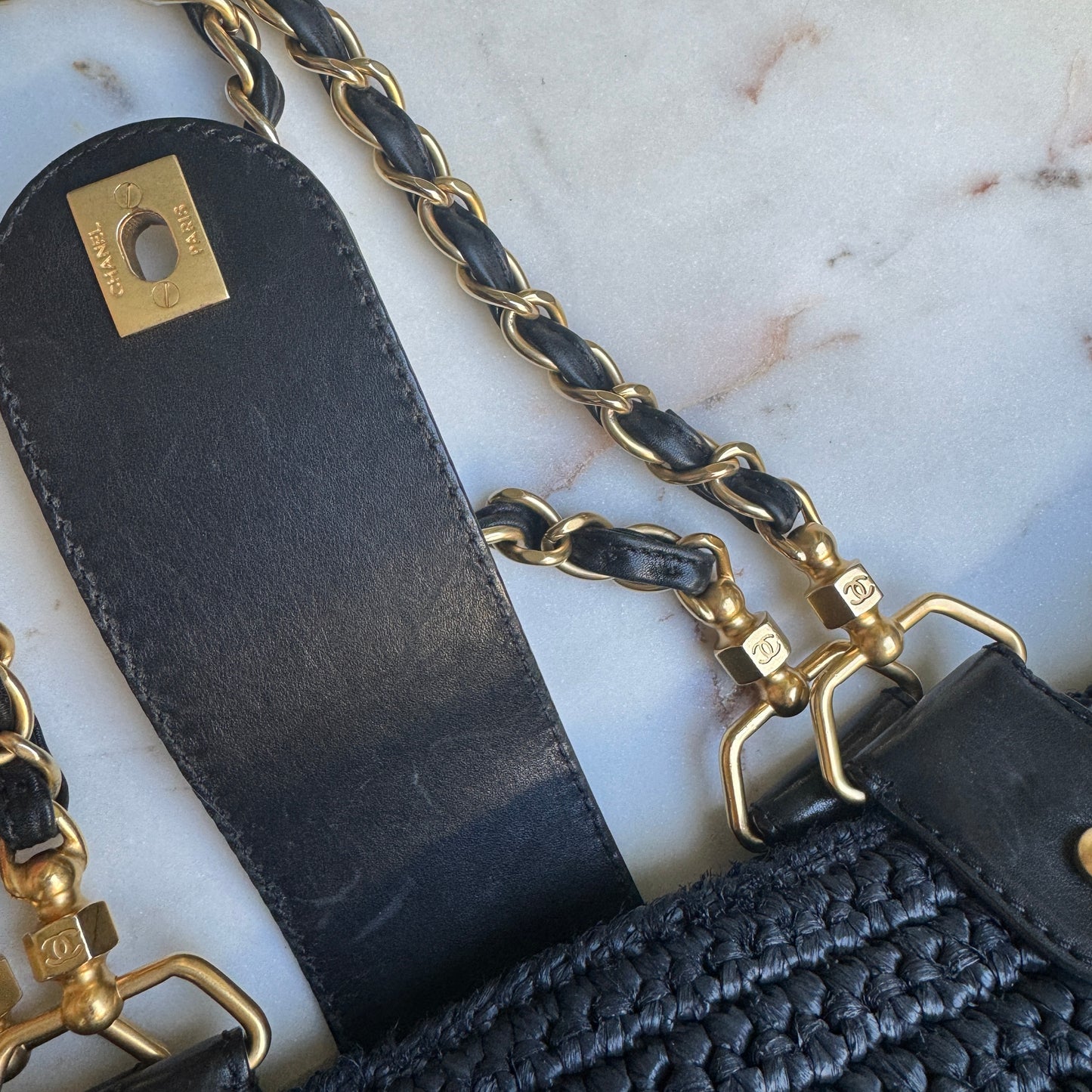 Chanel Raffia Chain Tote