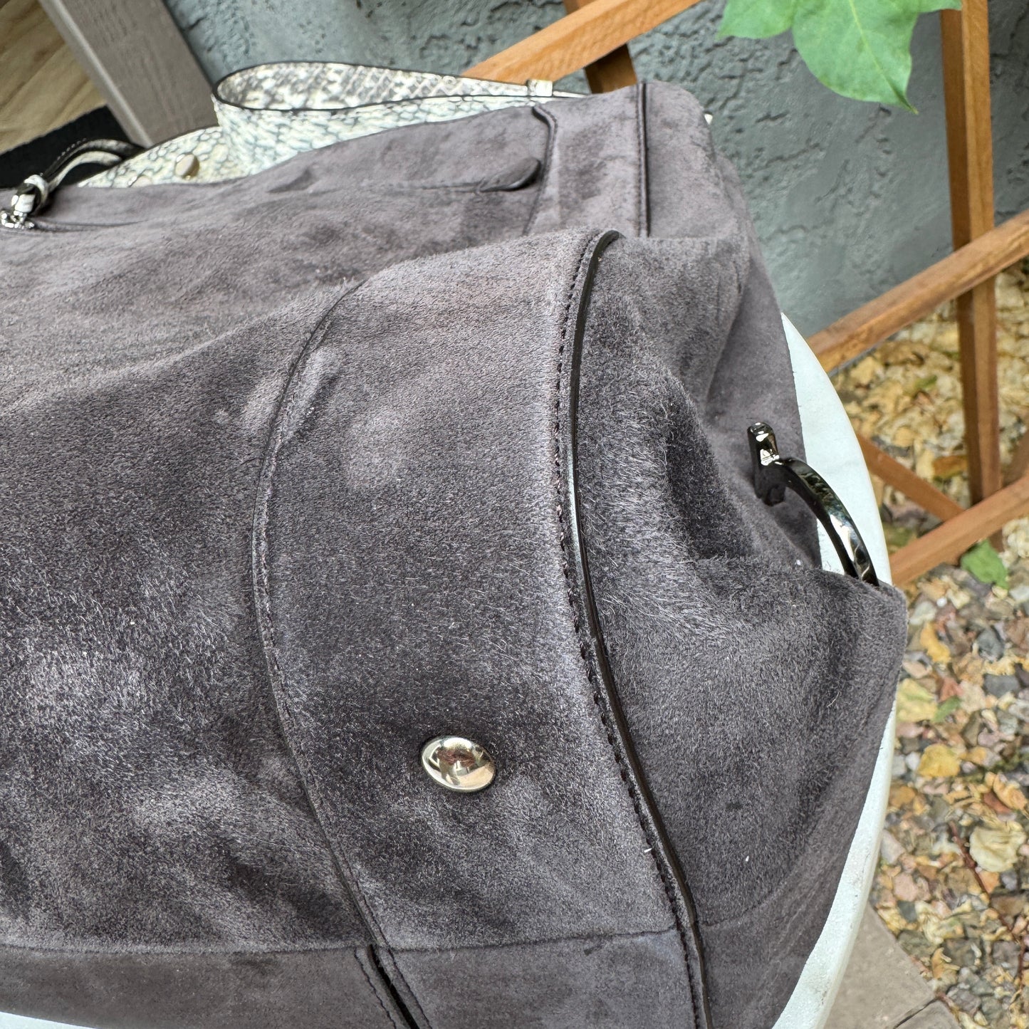 Ferragamo Suede and Python Shoulder Bag
