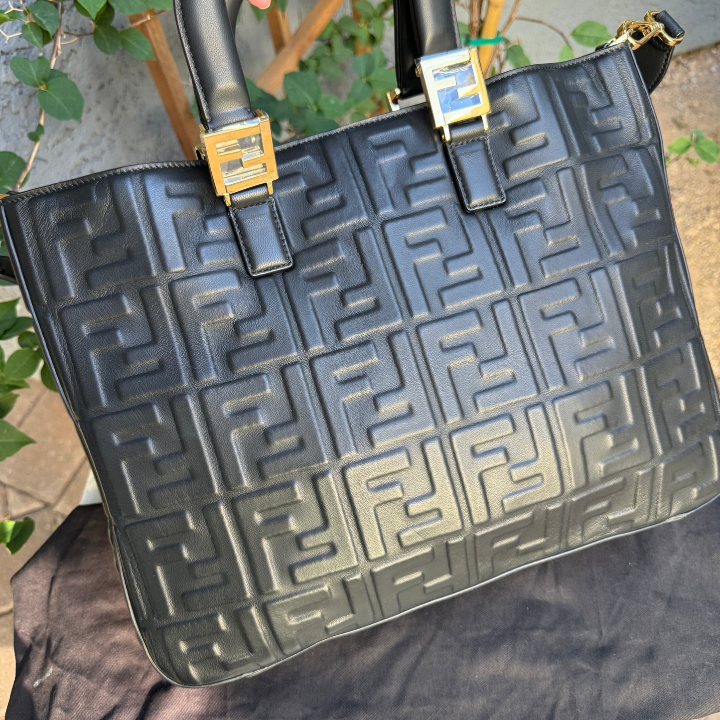 Fendi FF Embossed 1974 Leather Medium Tote
