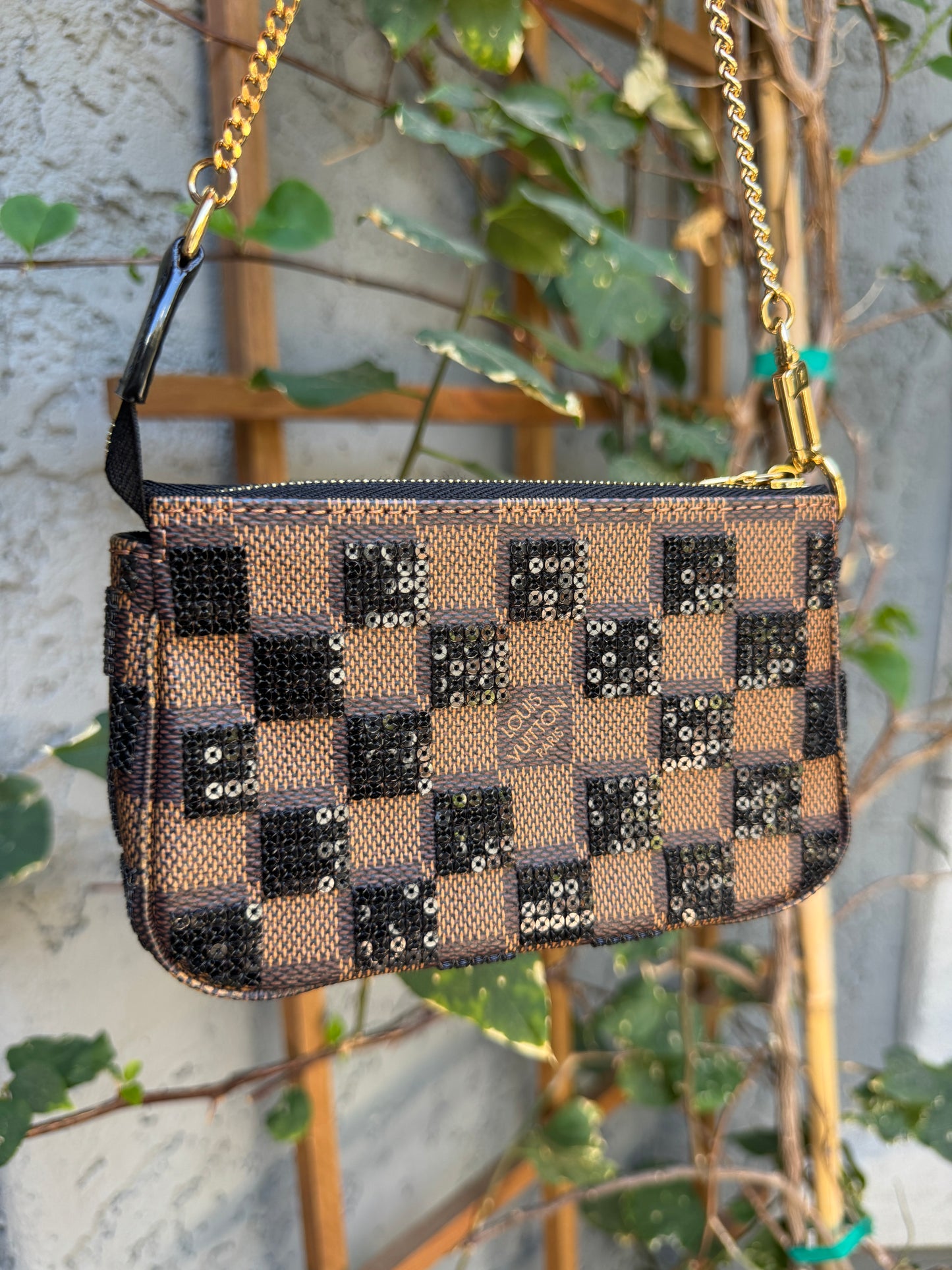 Louis Vuitton Damier Ebene Paillettes Mini Pochette Accessoires