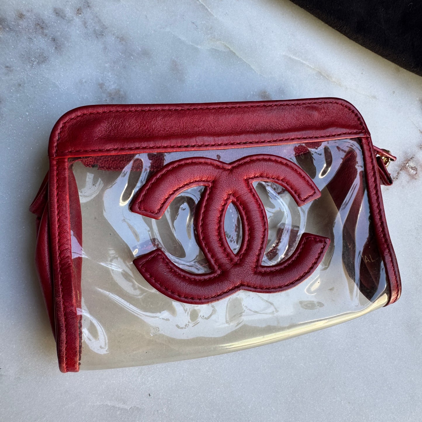 Chanel 90s Vintage CC Lambskin Vinyl Cosmetic Pouch