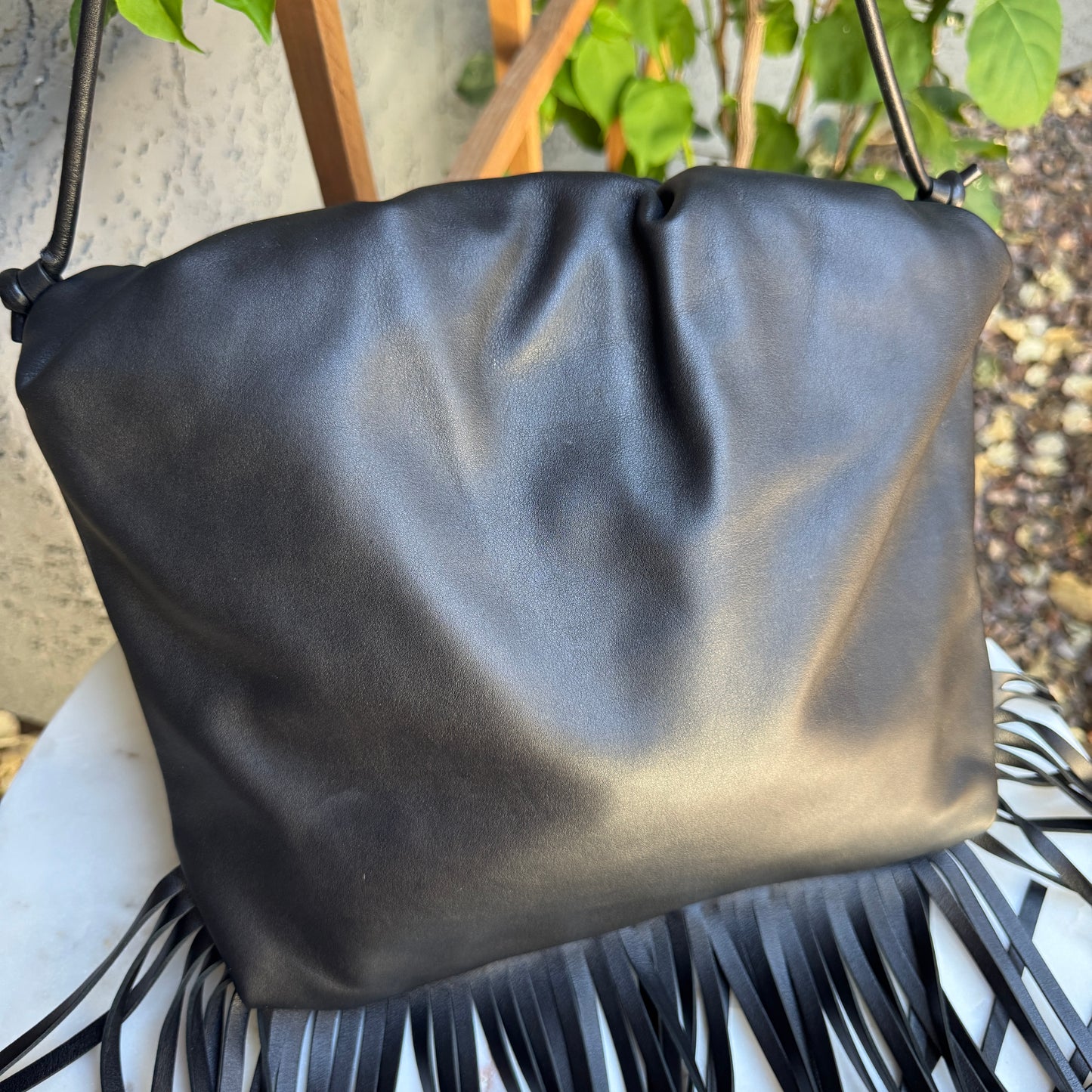 Bottega Veneta The Fringe Pouch Leather Shoulder Bag
