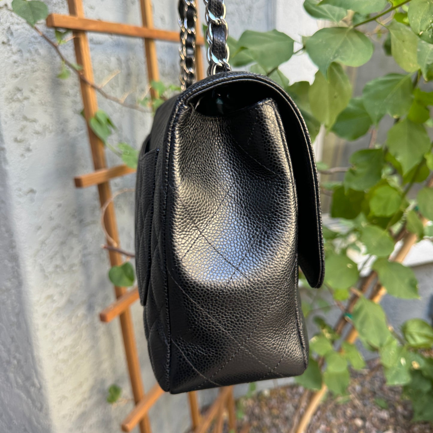 Chanel Caviar Leather Jumbo Single Flap Shoulder Bag