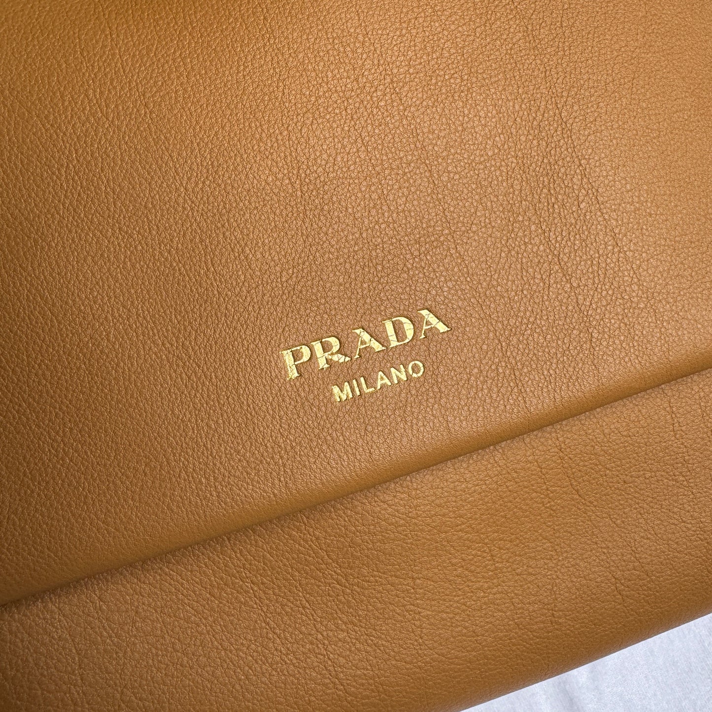 Prada Doux Extra Large Caramel Leather Shoulder Bag