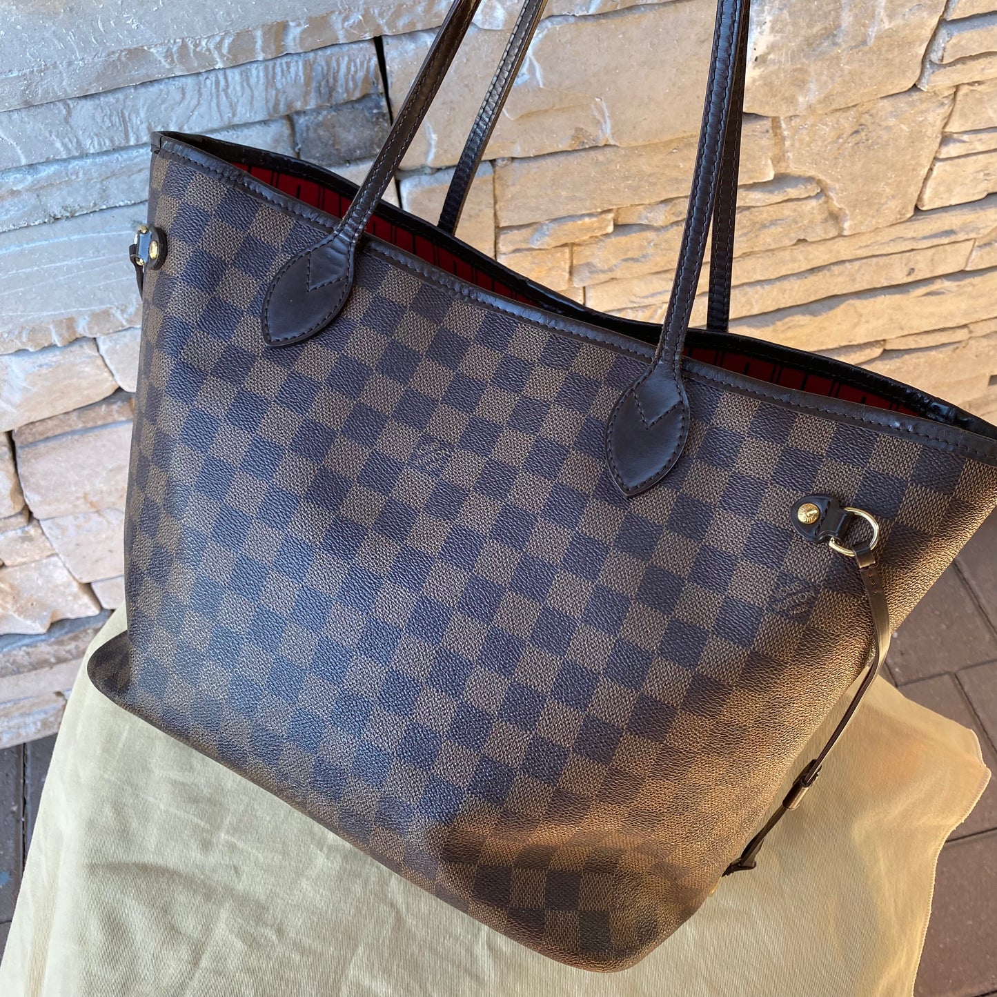 Louis Vuitton Damier Ebene Neverfull MM Tote
