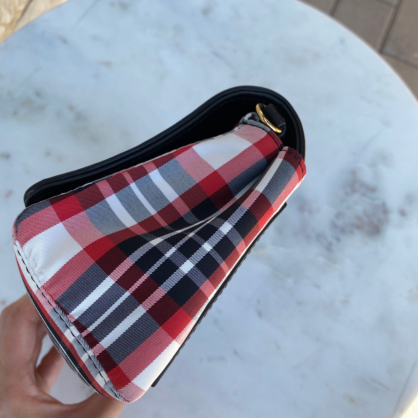 Burberry Red Check Hackberry Tartan Nylon Crossbody