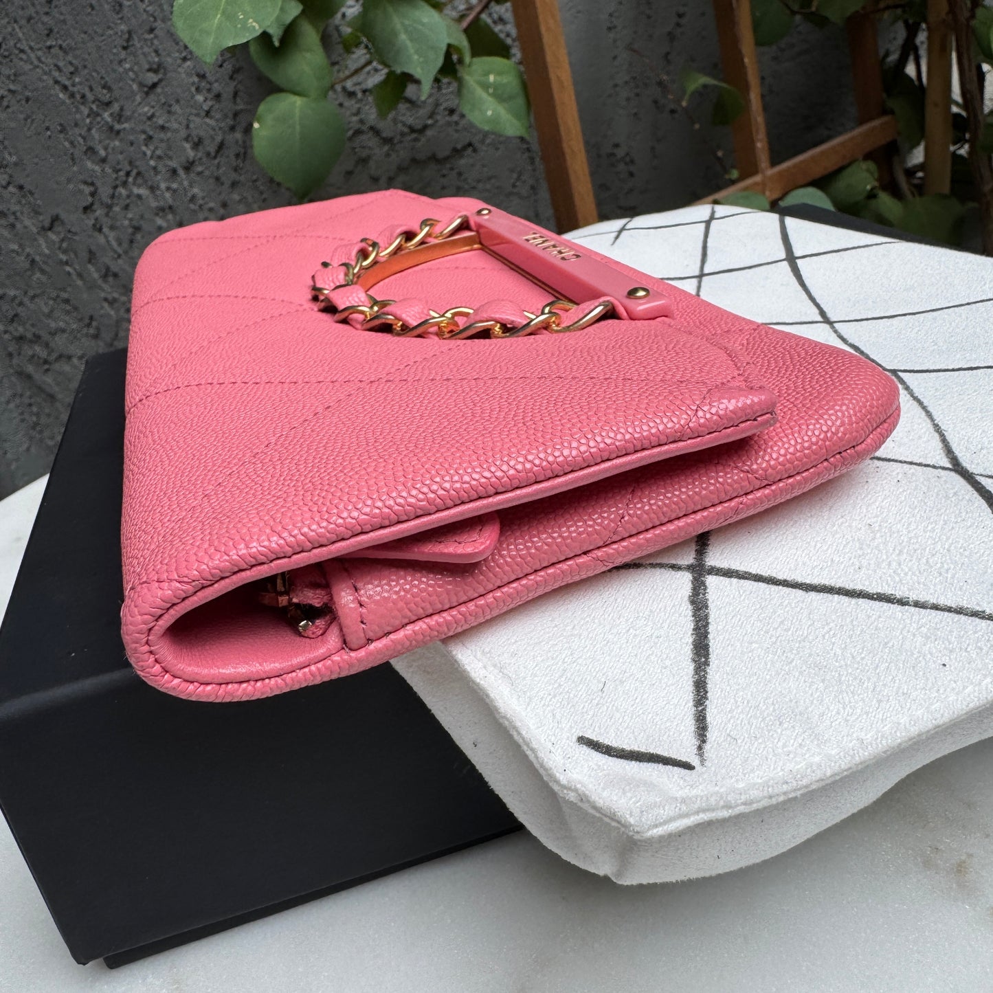 Chanel A Real Catch Caviar Leather Clutch