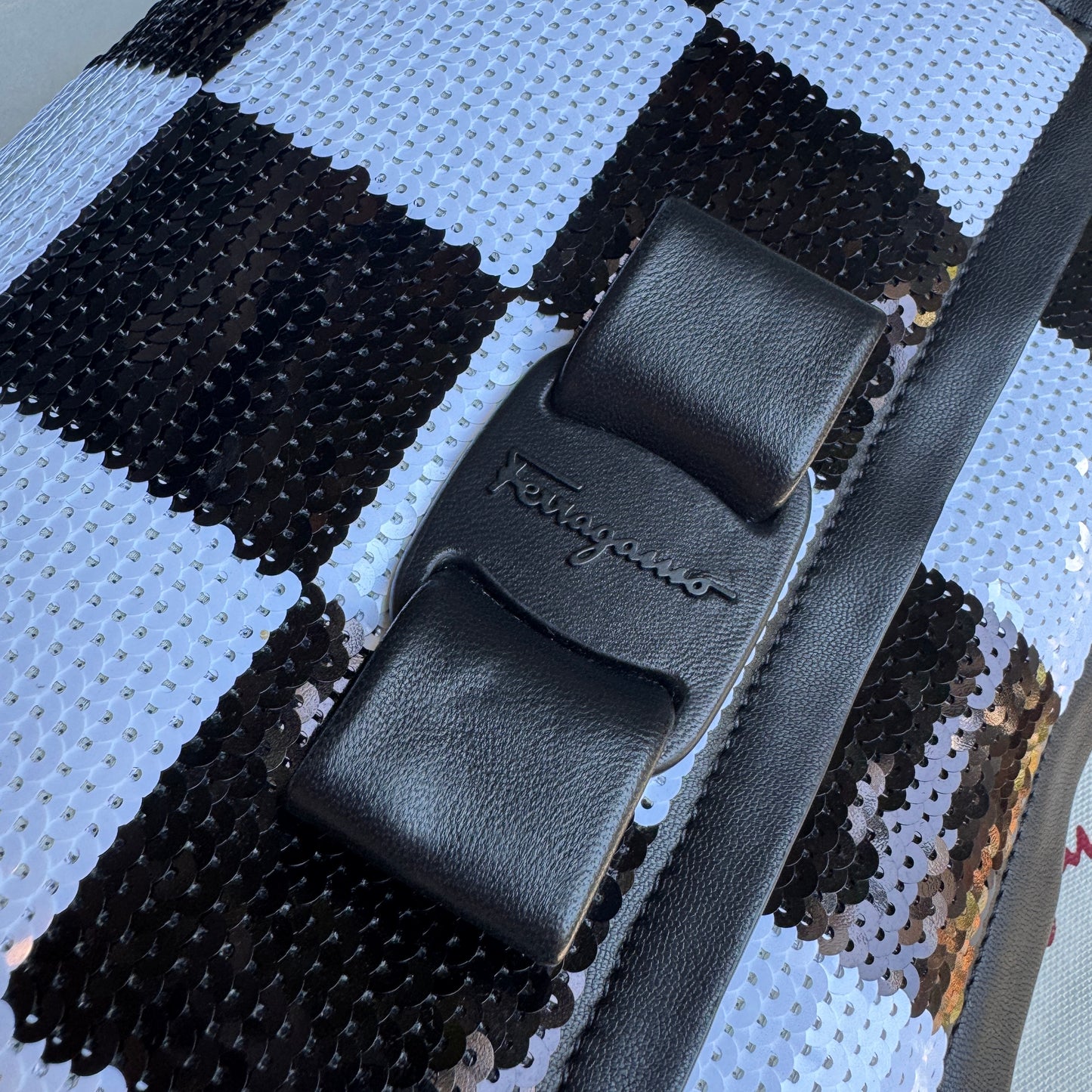Salvatore Ferragamo Sequin Viva Bow Shoulder Bag