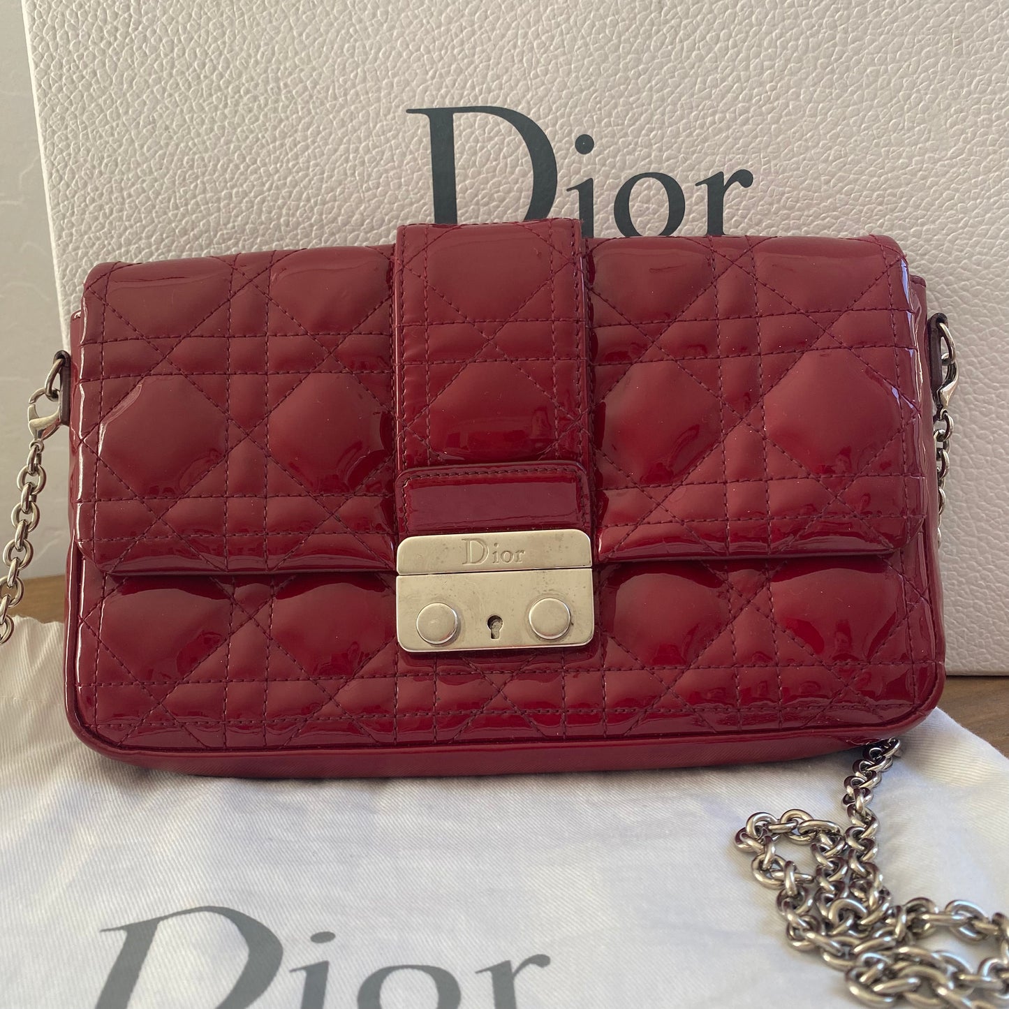 Dior Patent Leather Cannage Miss Dior Wallet on Chain Crossbody