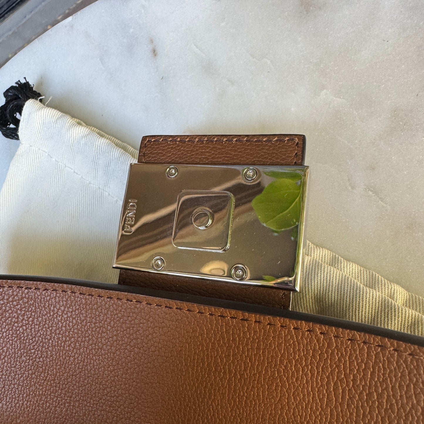 Fendi Leather Baguette Zipper Crossbody