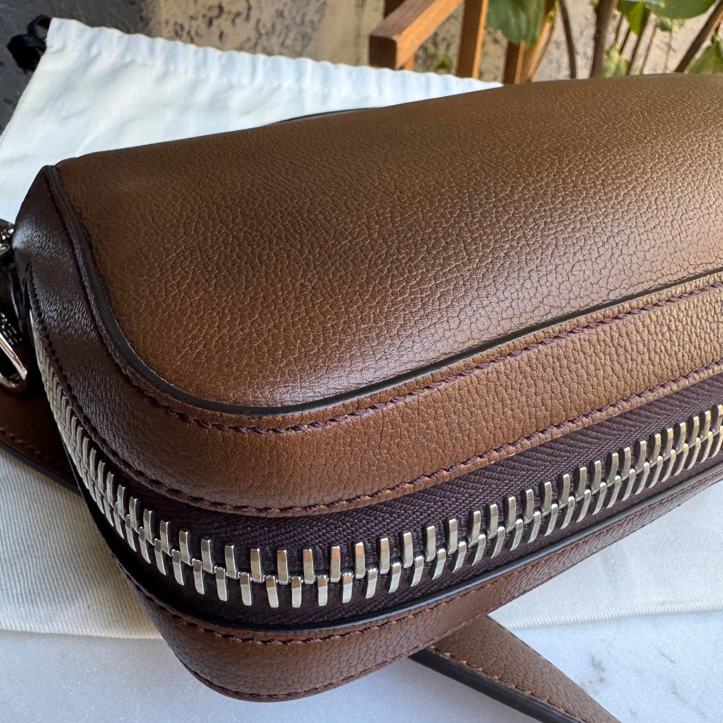 Fendi Leather Baguette Zipper Crossbody