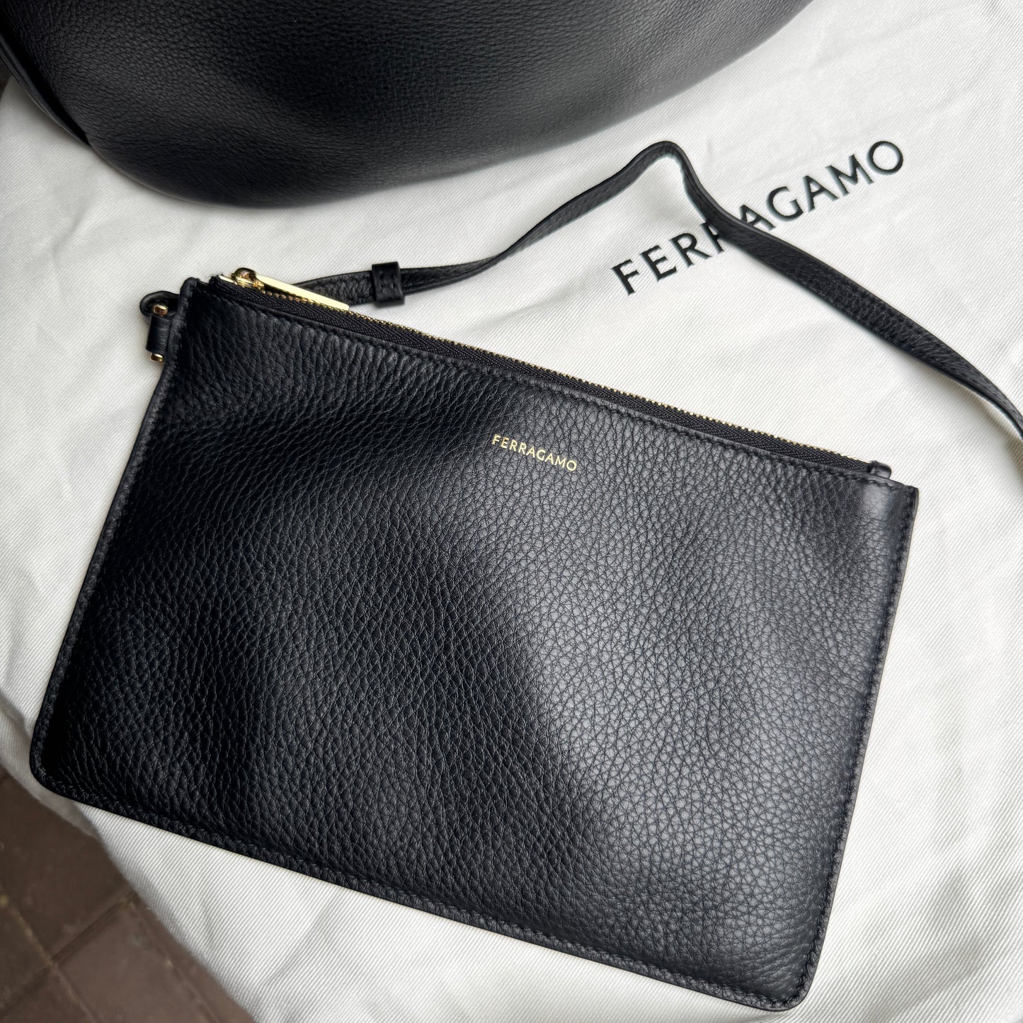 Ferragamo Archive Gancio Leather Hobo