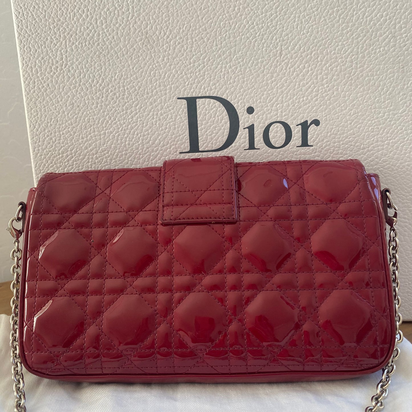 Dior Patent Leather Cannage Miss Dior Wallet on Chain Crossbody