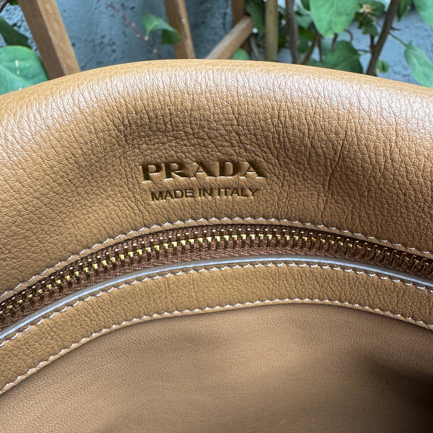 Prada Doux Extra Large Caramel Leather Shoulder Bag