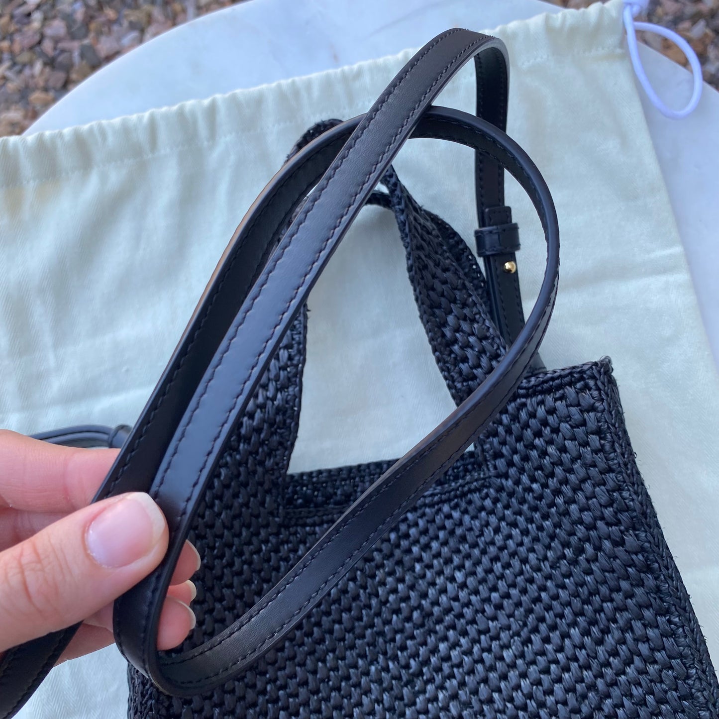 Loewe Mini Raffia Font Tote Crossbody