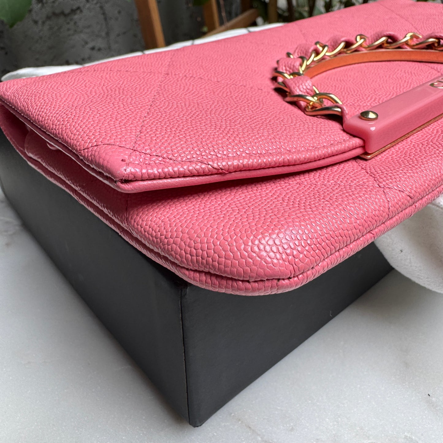 Chanel A Real Catch Caviar Leather Clutch