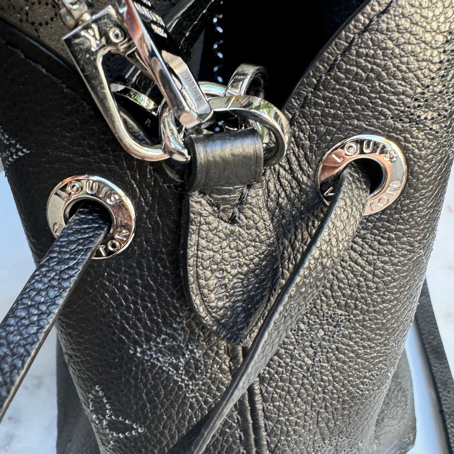 Louis Vuitton Bella Perforated Mahina Monogram Calf Leather Bucket Bag