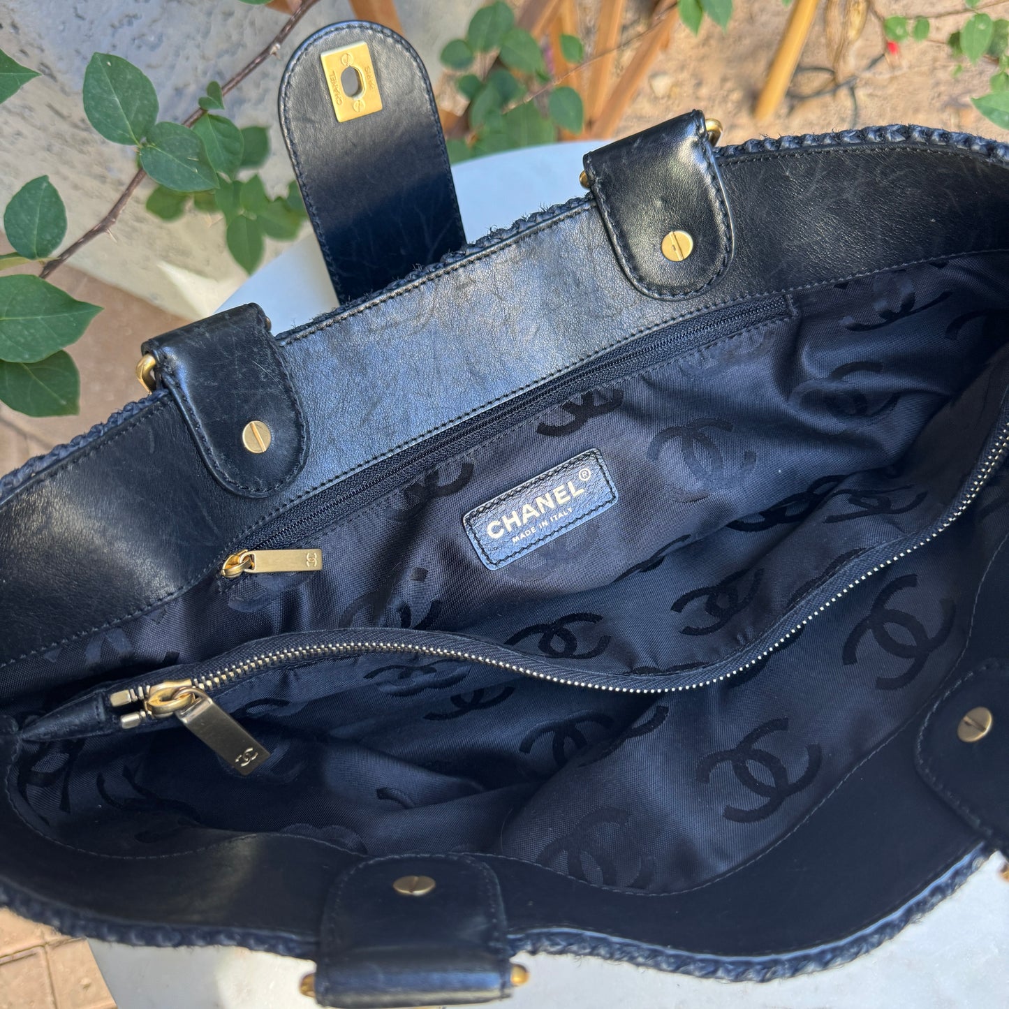 Chanel Raffia Chain Tote