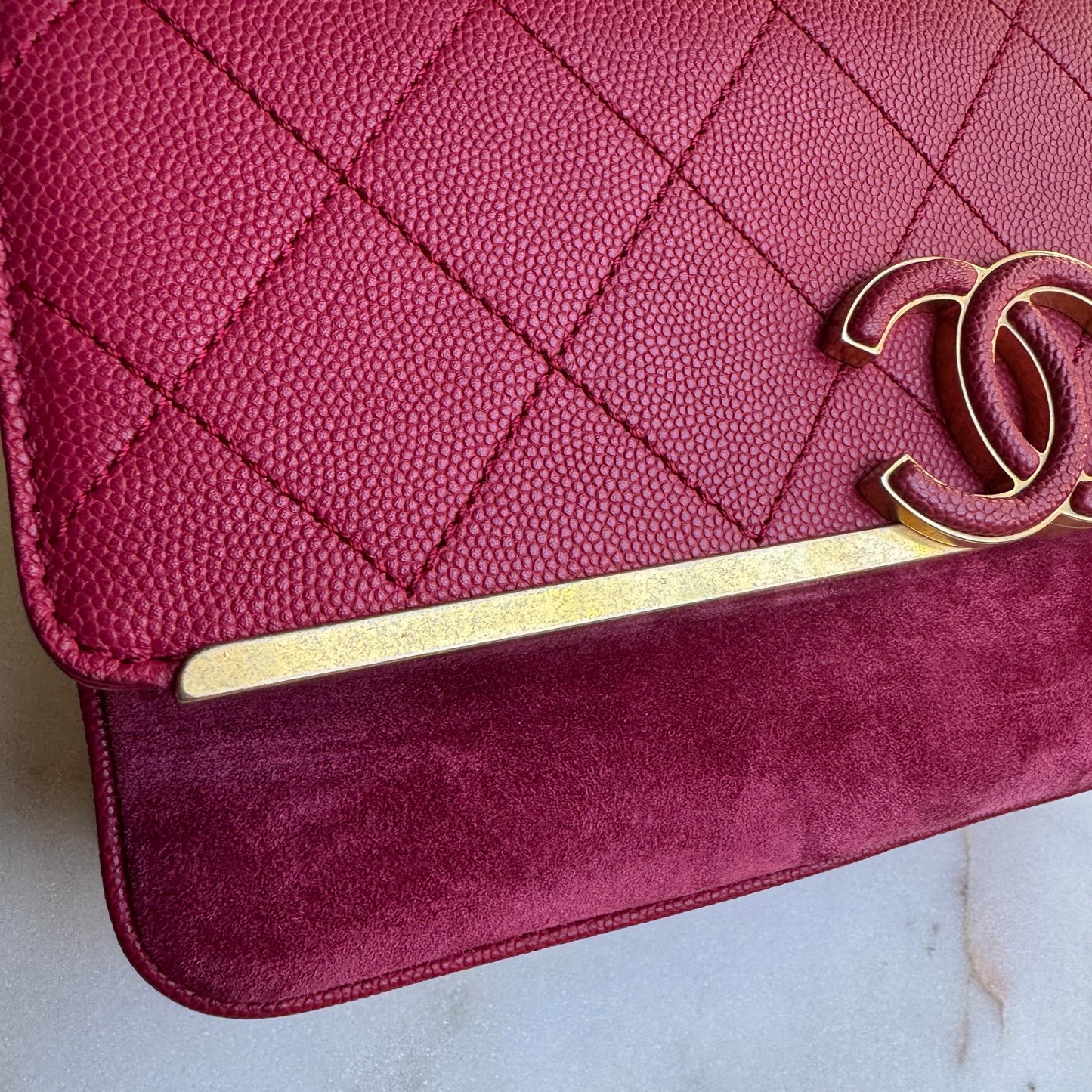 Chanel Lady Coco Caviar & Suede Leather WOC Crossbody