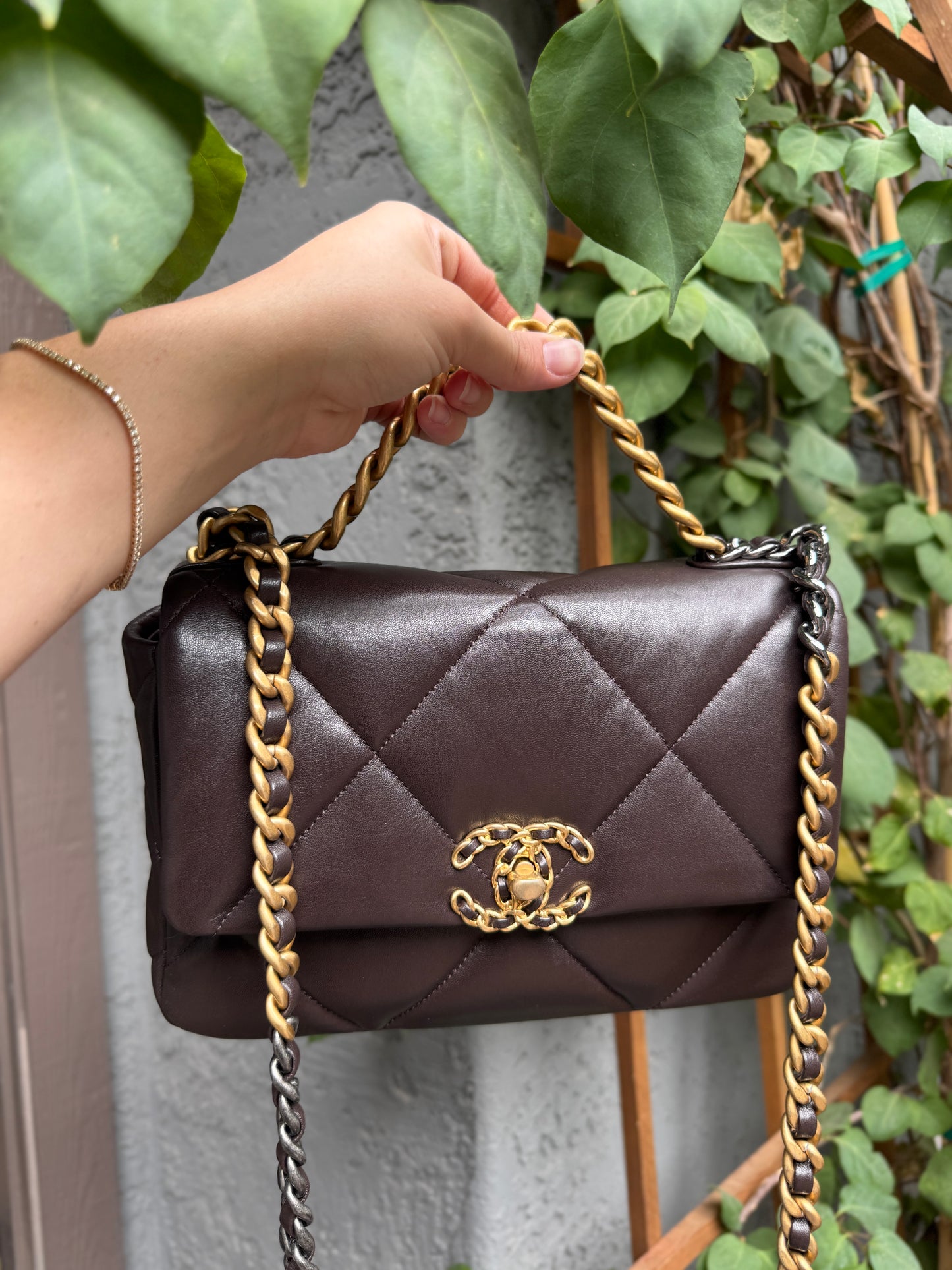 Chanel Medium 19 Shiny Lambskin Quilted Flap Crossbody