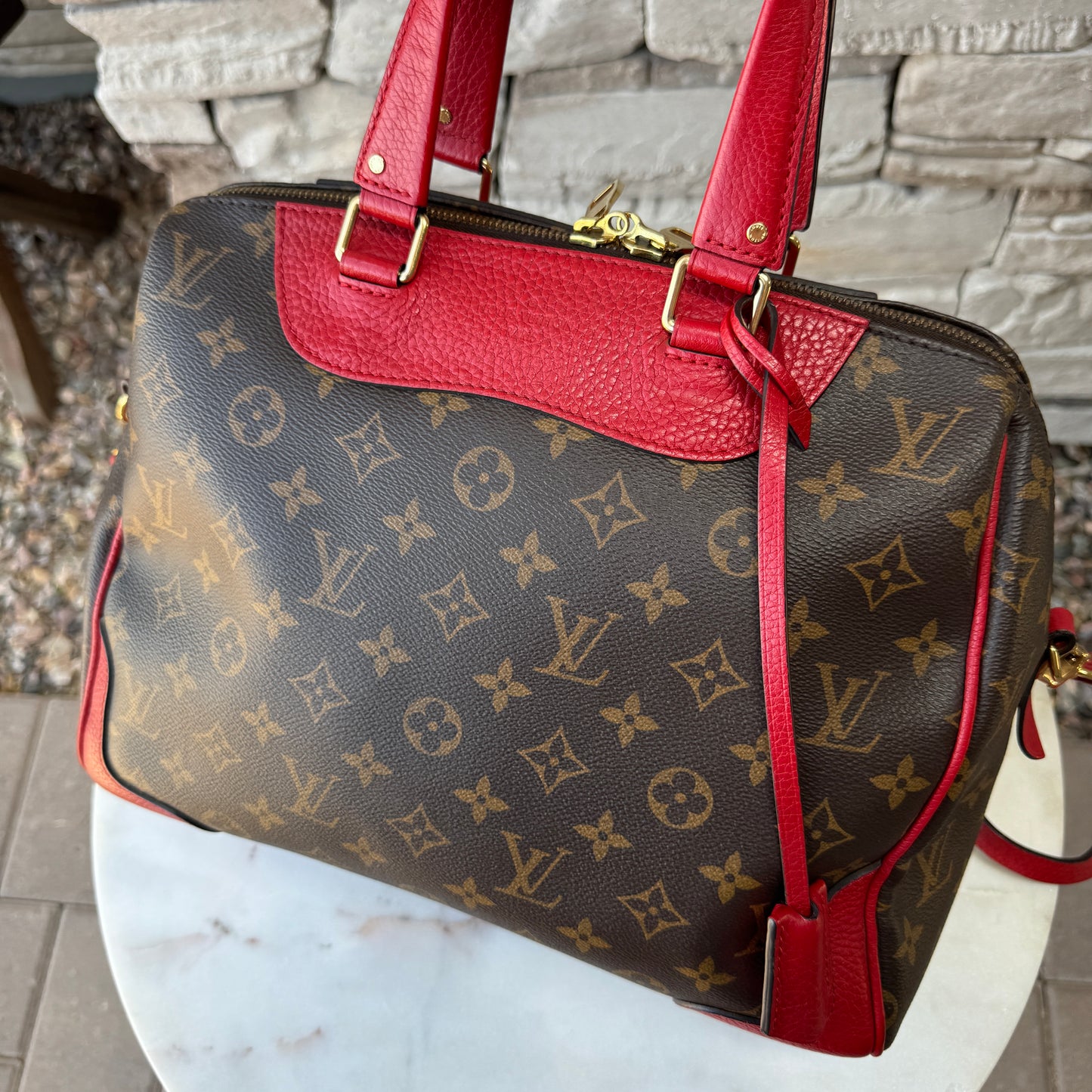 Louis Vuitton Leather and Monogram Canvas Retiro NM