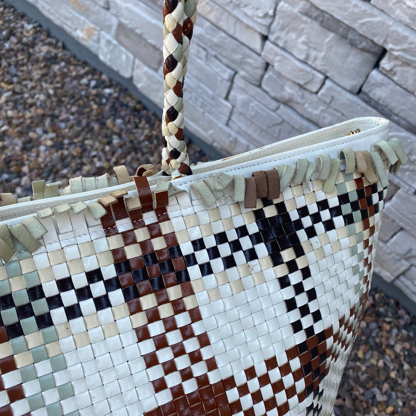Salvatore Ferragamo Gancini Intrecciato Woven Leather Tote