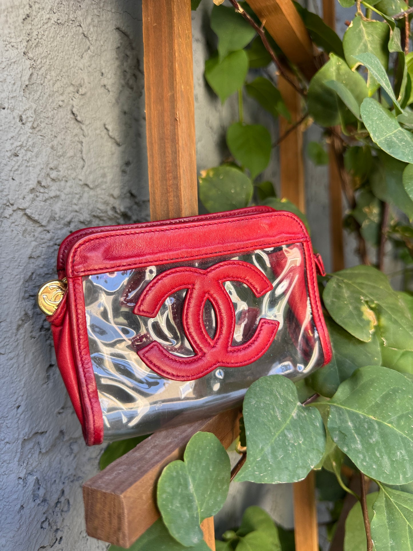 Chanel 90s Vintage CC Lambskin Vinyl Cosmetic Pouch
