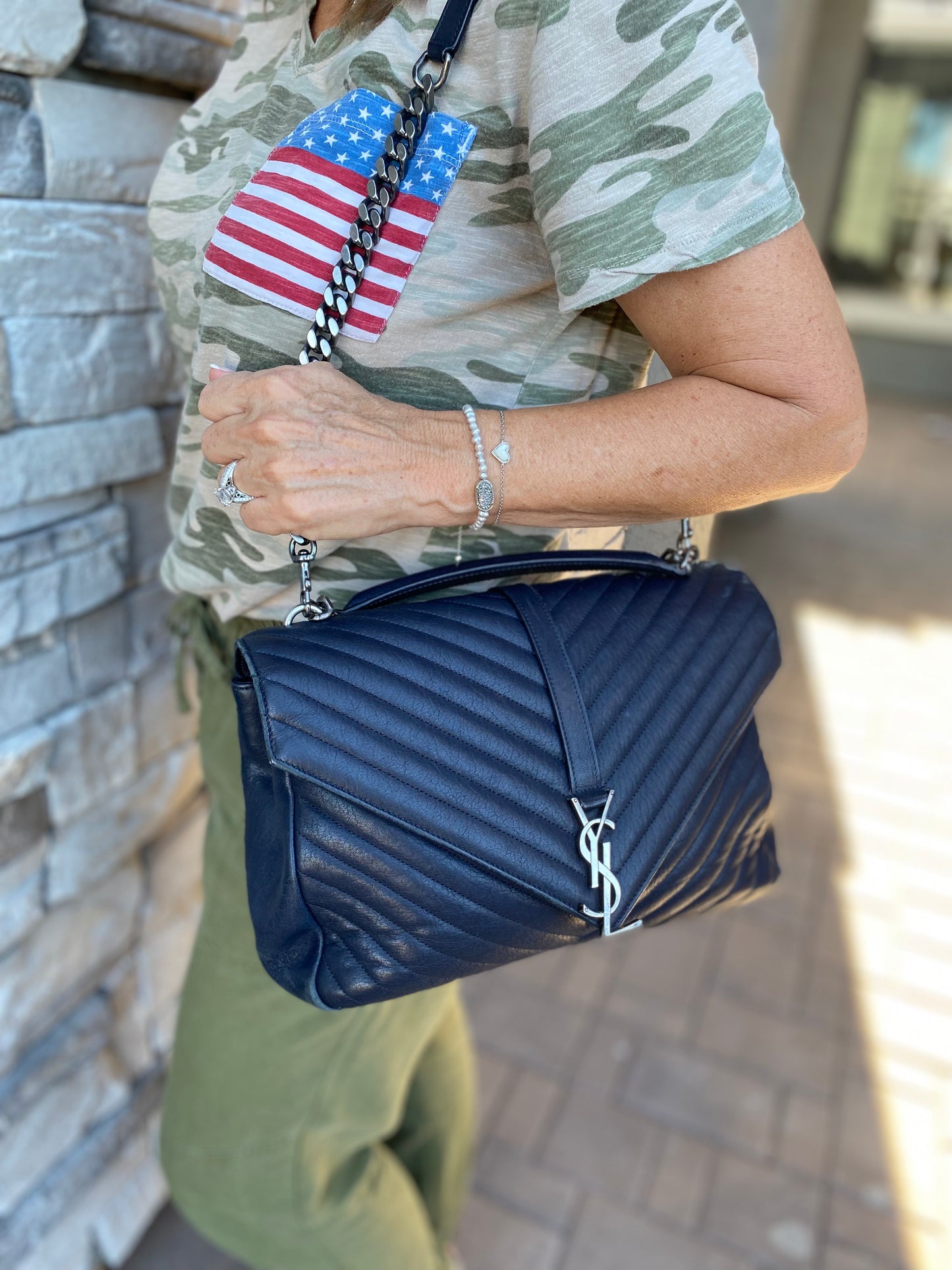 Saint Laurent Large Monogram Matelasse College Bag