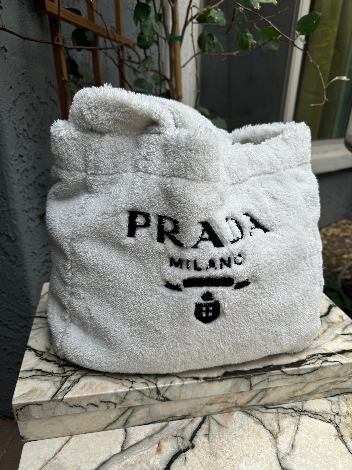 Prada Logo Terry Cloth Tote