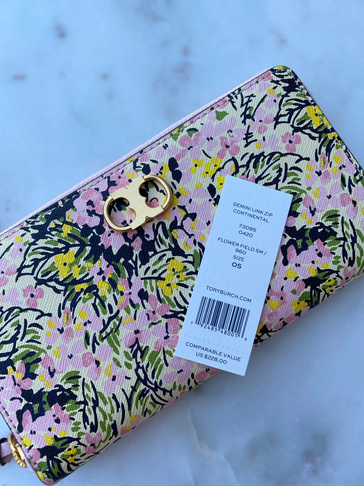 Tory Burch Gemini Link Leather Zip Continental Wallet