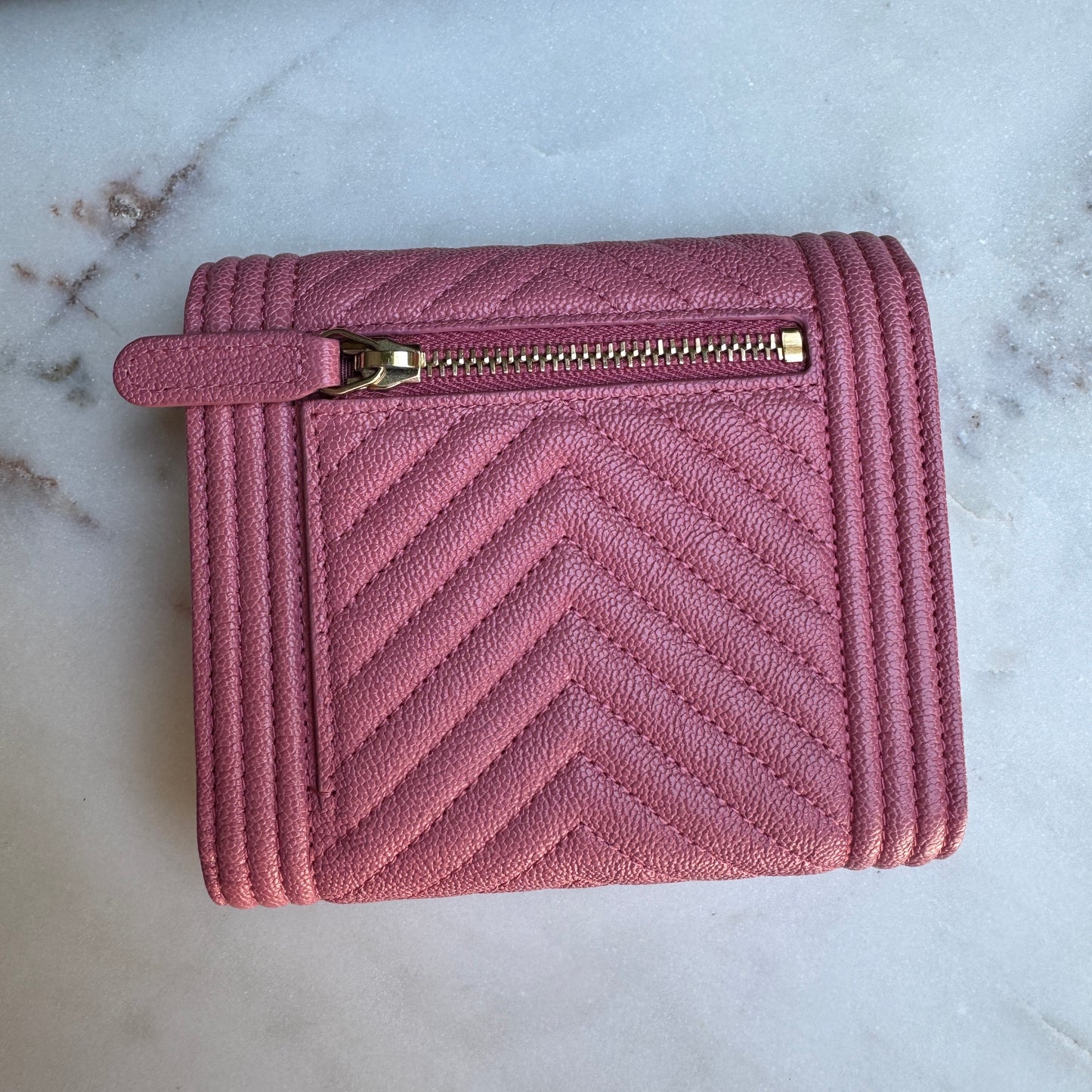 Chanel Boy Caviar Leather Chevron Wallet