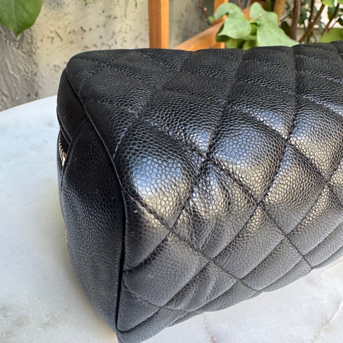 Chanel Double Zip Caviar Leather Cosmetic Bag