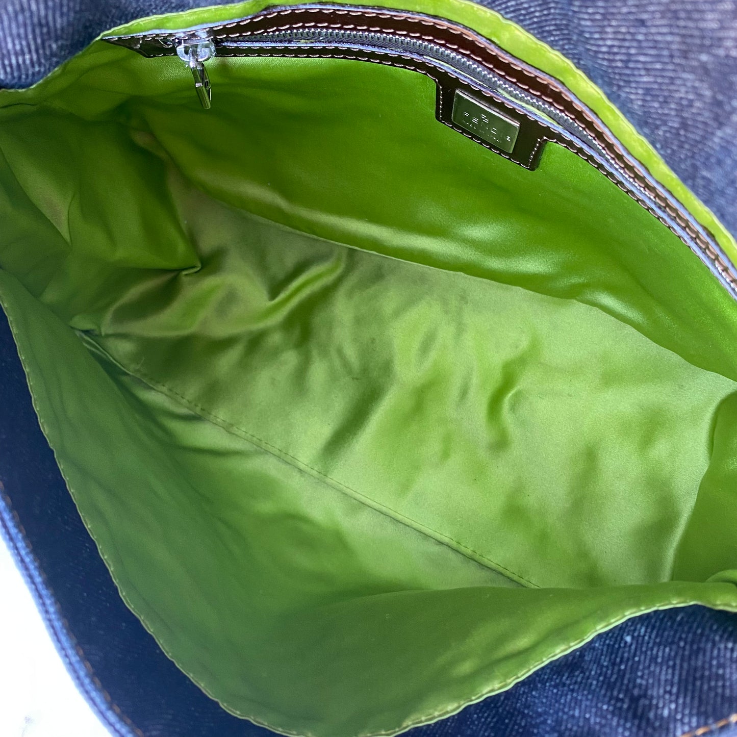 Fendi Denim Flower Mama Baguette Shoulder Bag