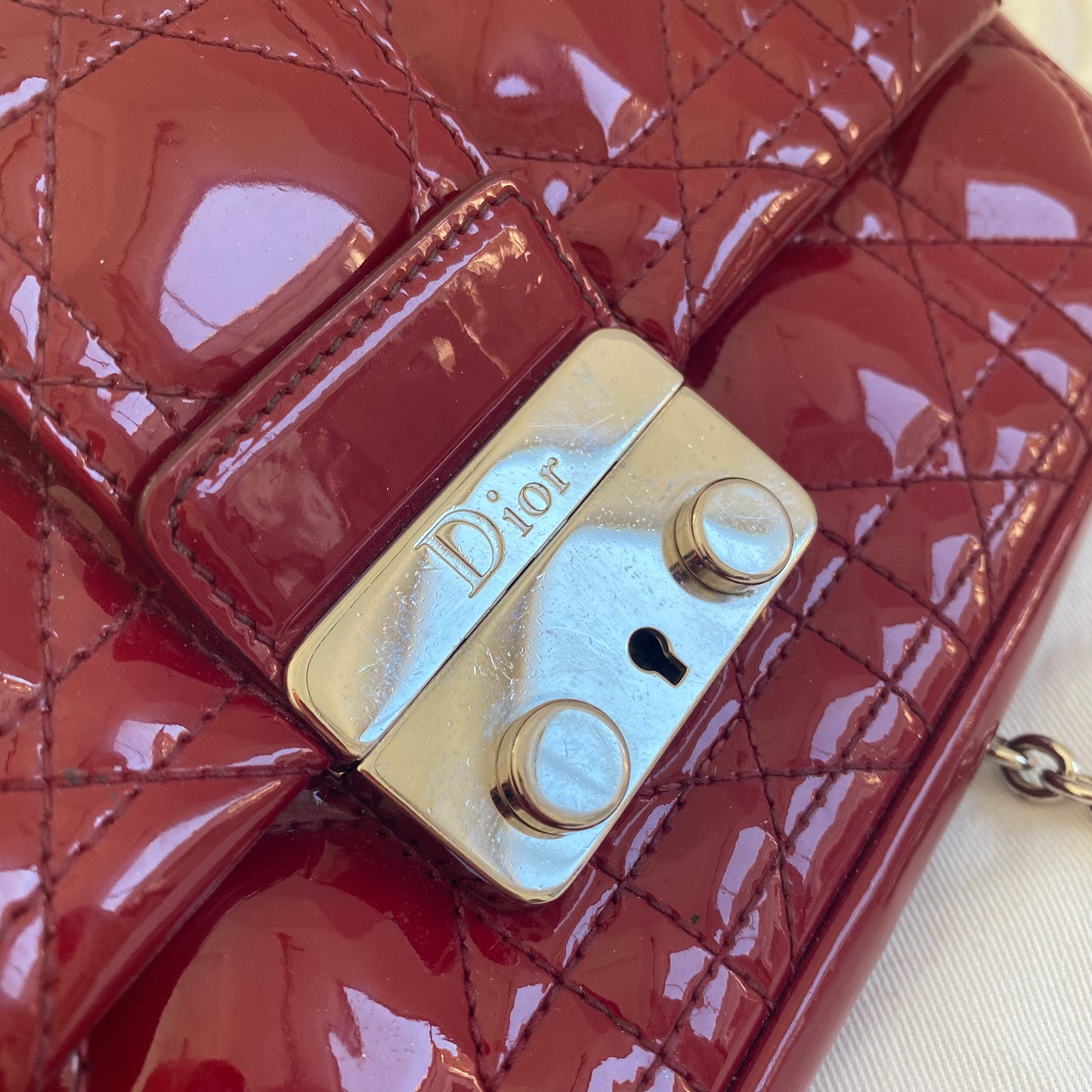 Dior Patent Leather Cannage Miss Dior Wallet on Chain Crossbody