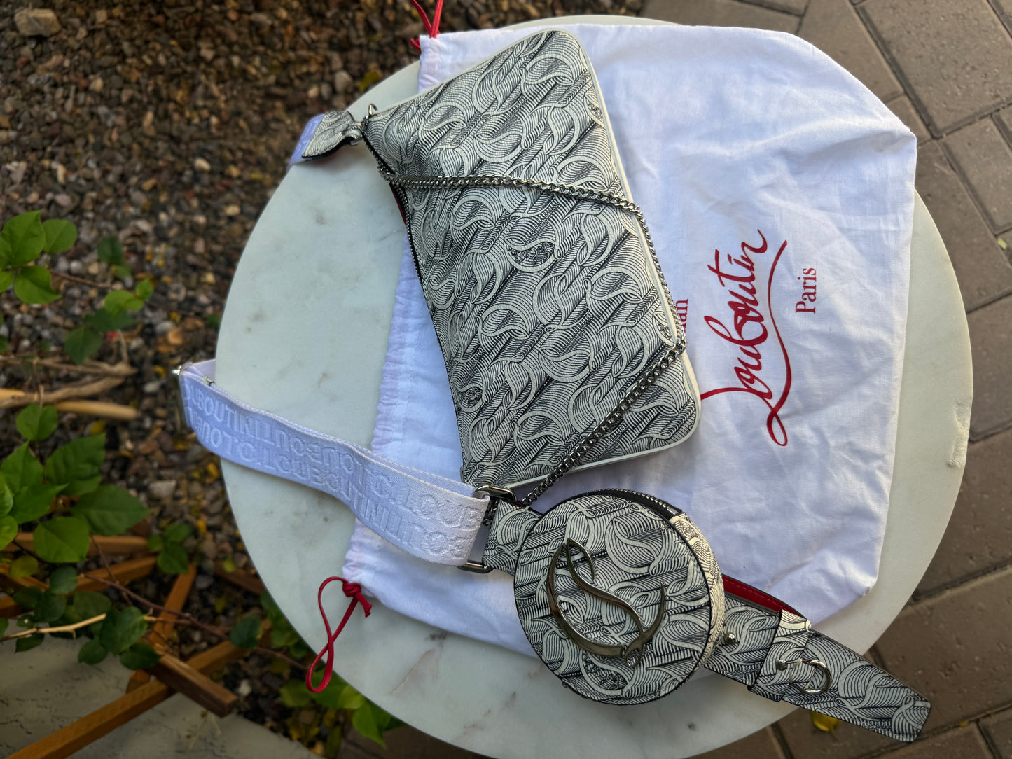 Christian Louboutin Loubila Hybrid Monogram Pouch Crossbody