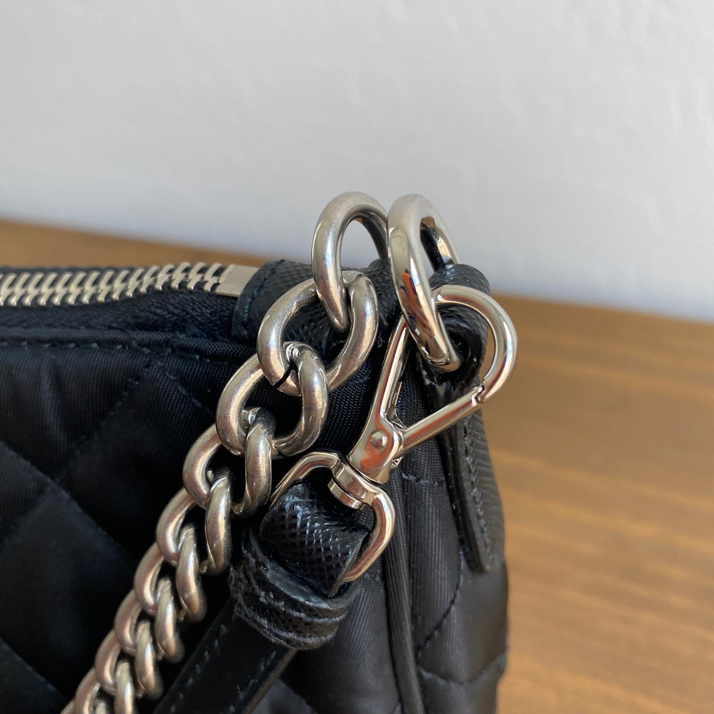 Prada Nylon Quilted Convertible Pochette Chain Crossbody