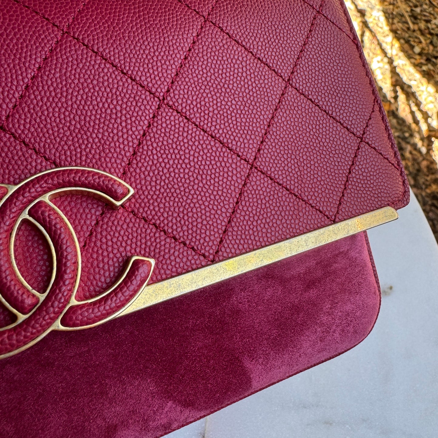 Chanel Lady Coco Caviar & Suede Leather WOC Crossbody